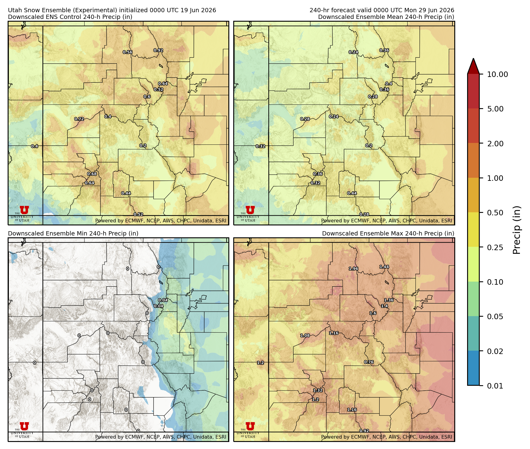 Latest NAEFS total precipitation forecast