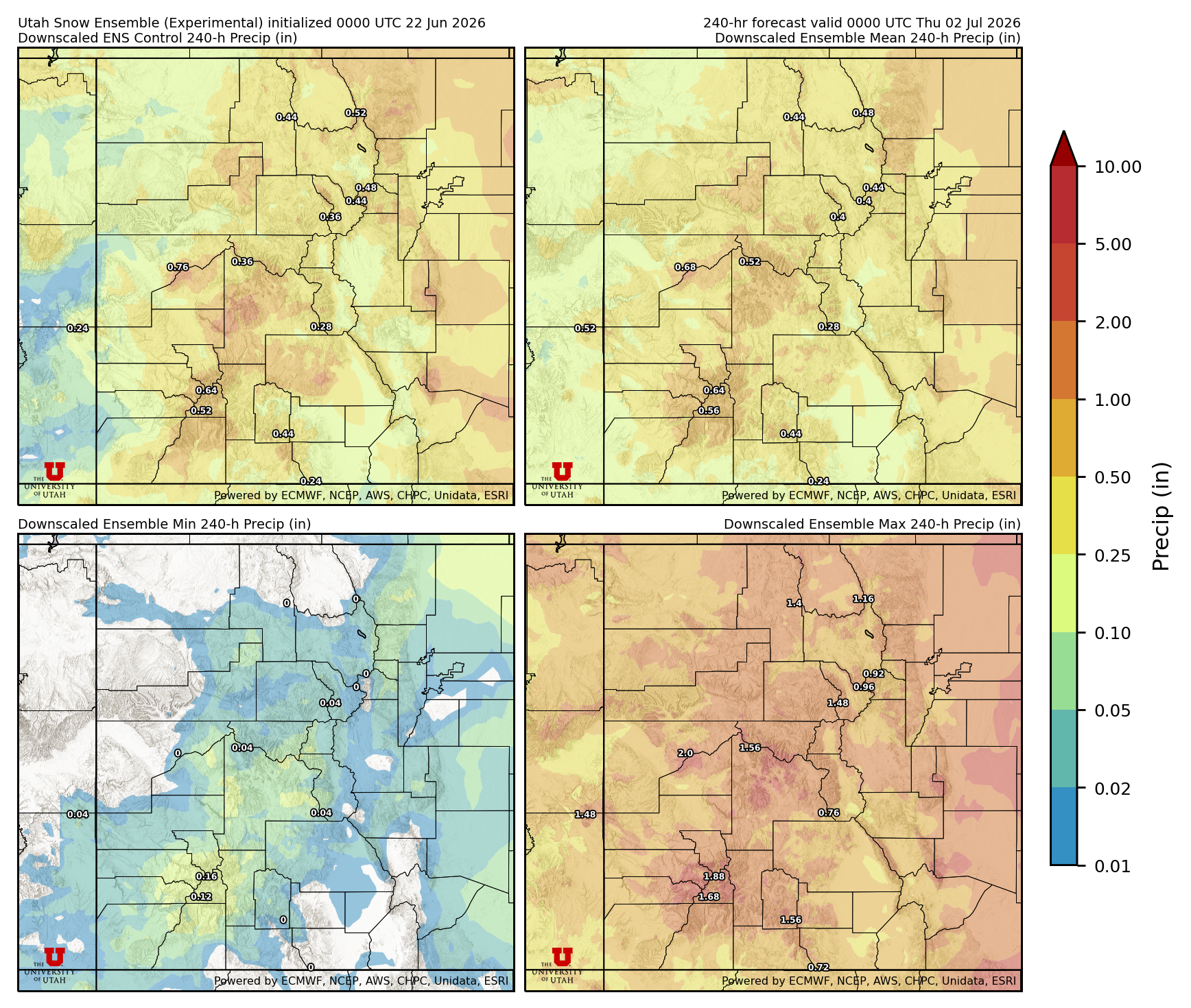 Latest NAEFS total precipitation forecast