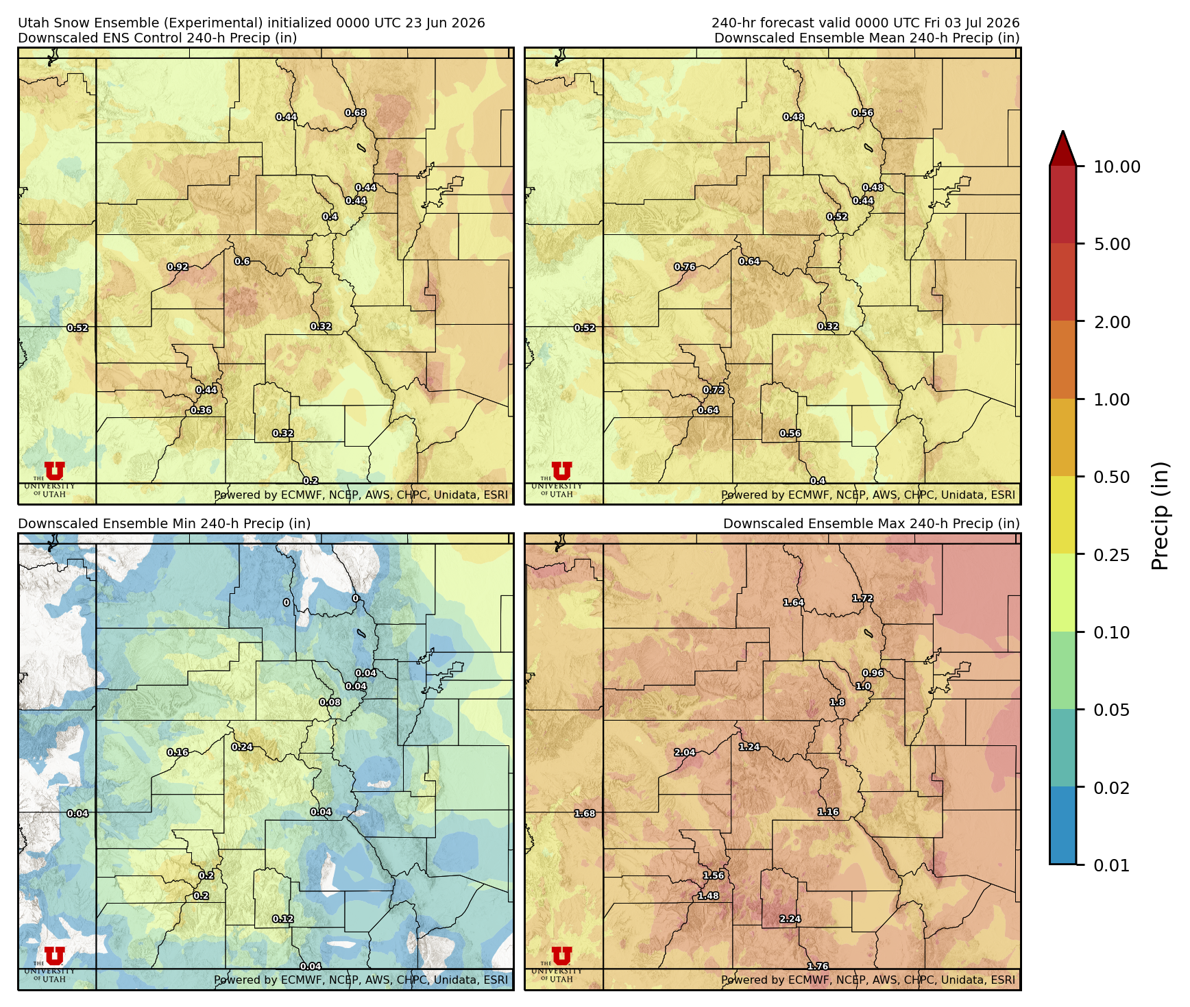 Latest NAEFS total precipitation forecast