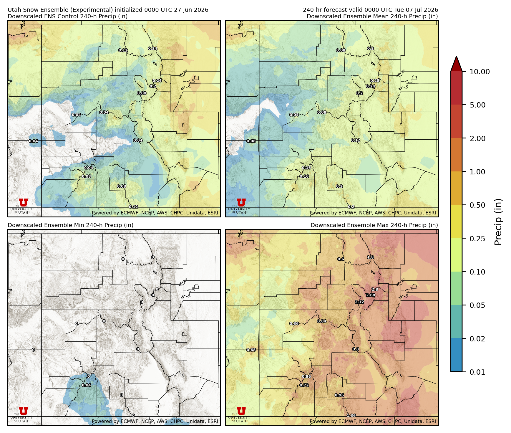 Latest NAEFS total precipitation forecast