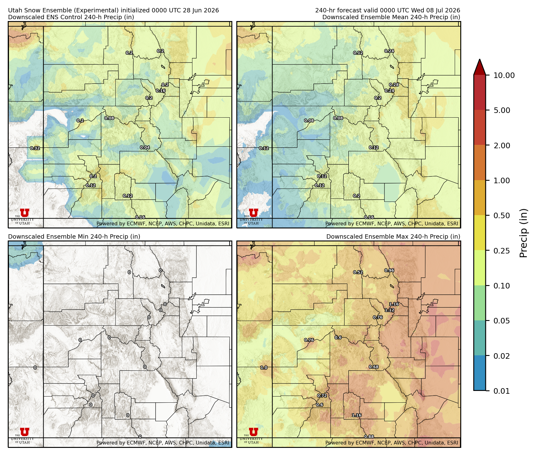 Latest NAEFS total precipitation forecast