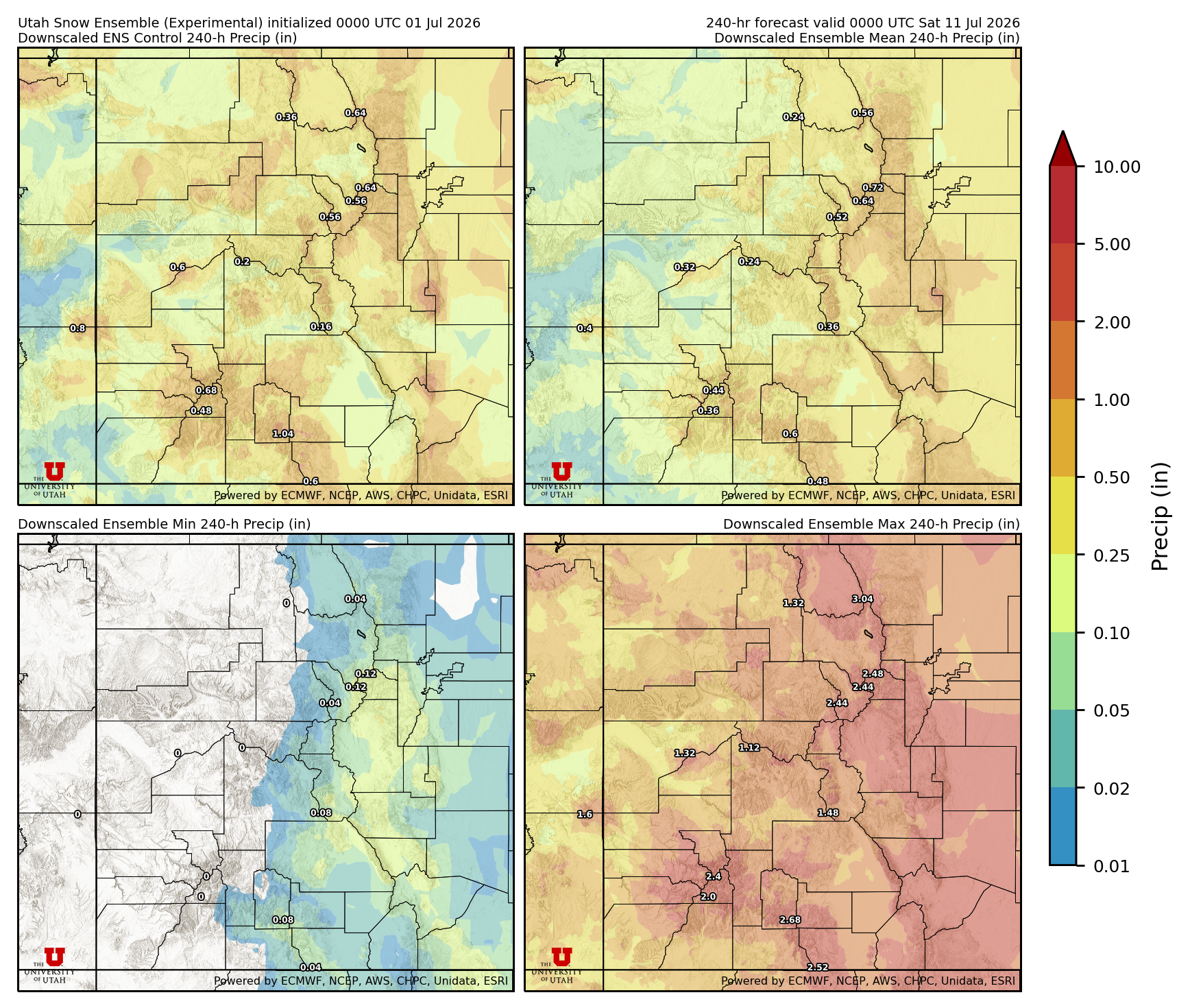 Latest NAEFS total precipitation forecast