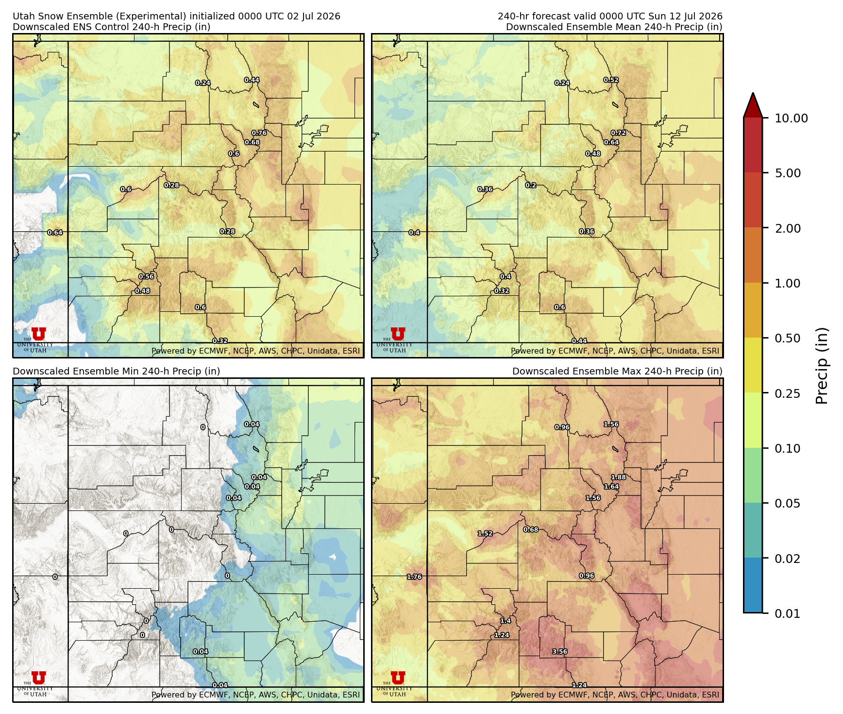 Latest NAEFS total precipitation forecast