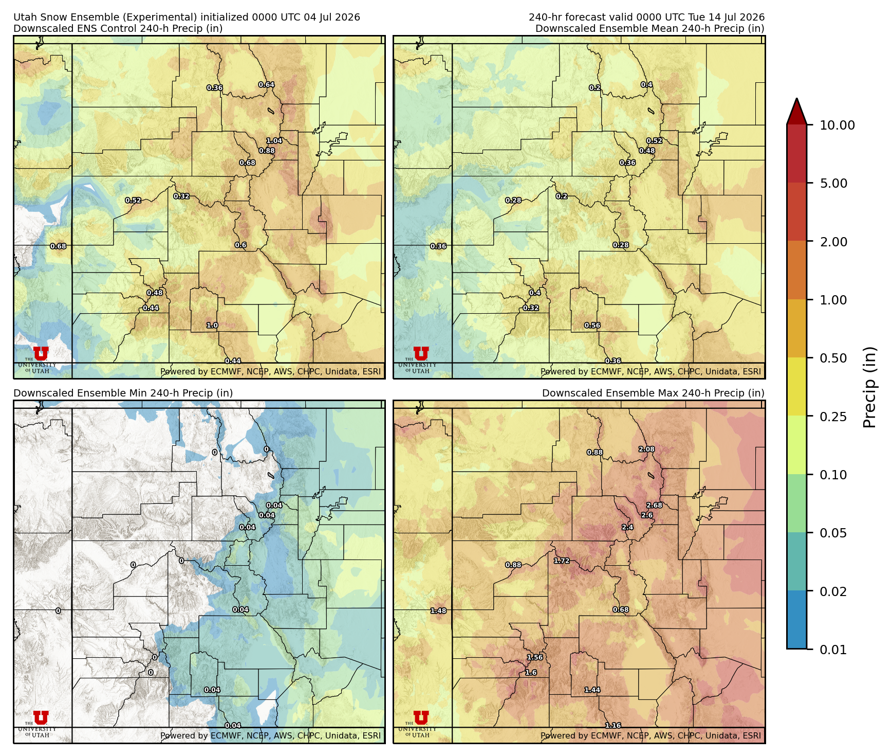 Latest NAEFS total precipitation forecast