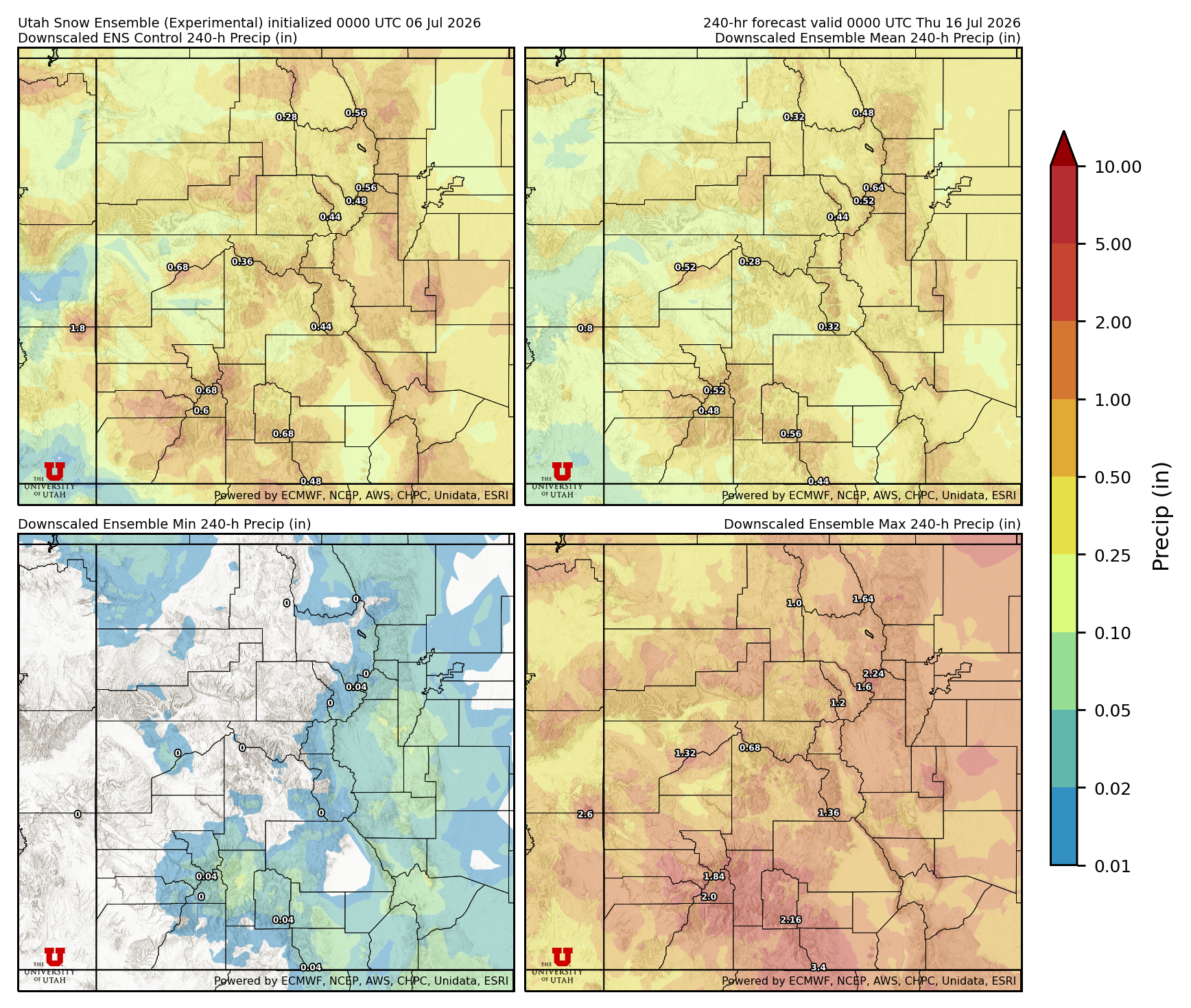 Latest NAEFS total precipitation forecast