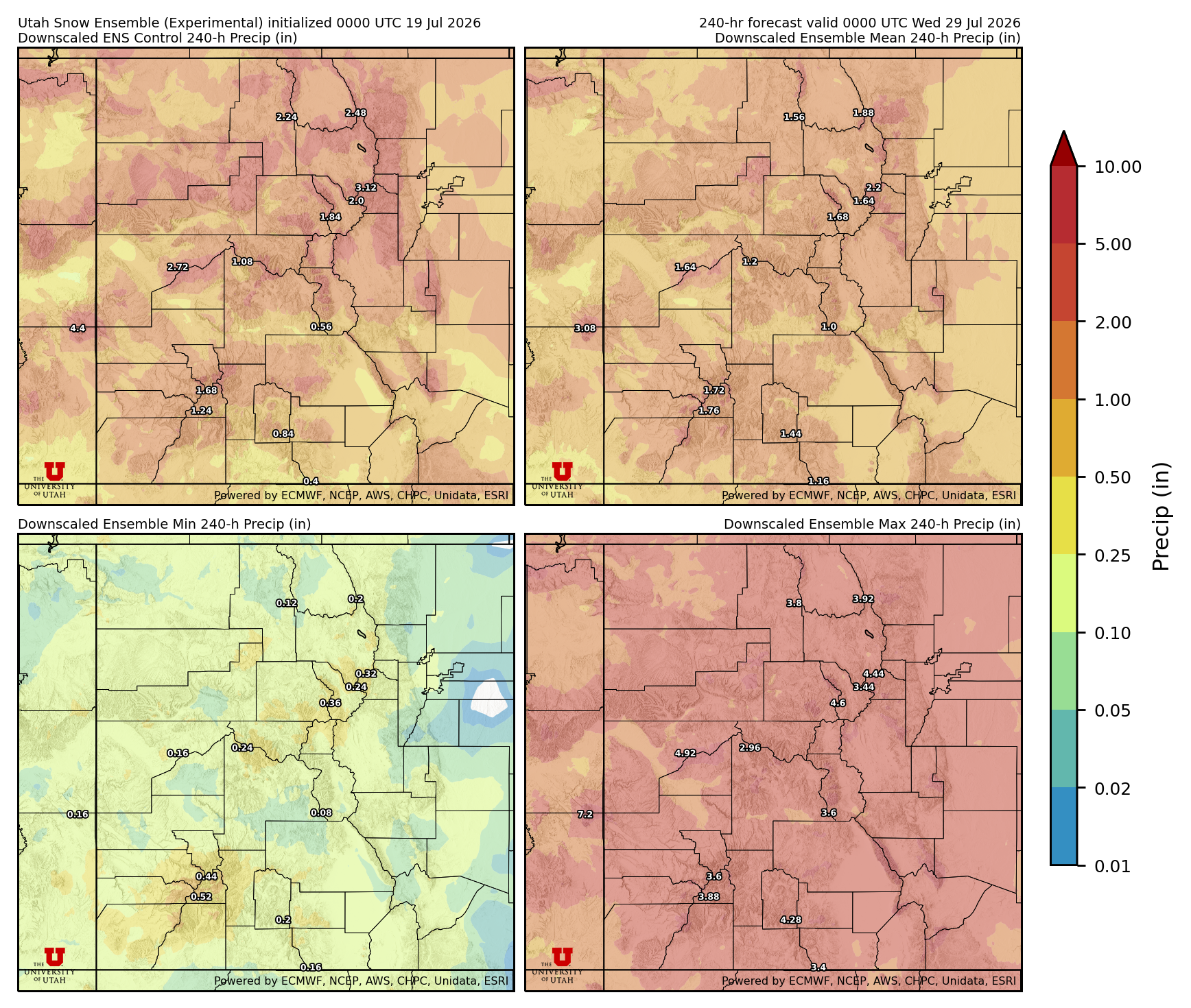 Latest NAEFS total precipitation forecast