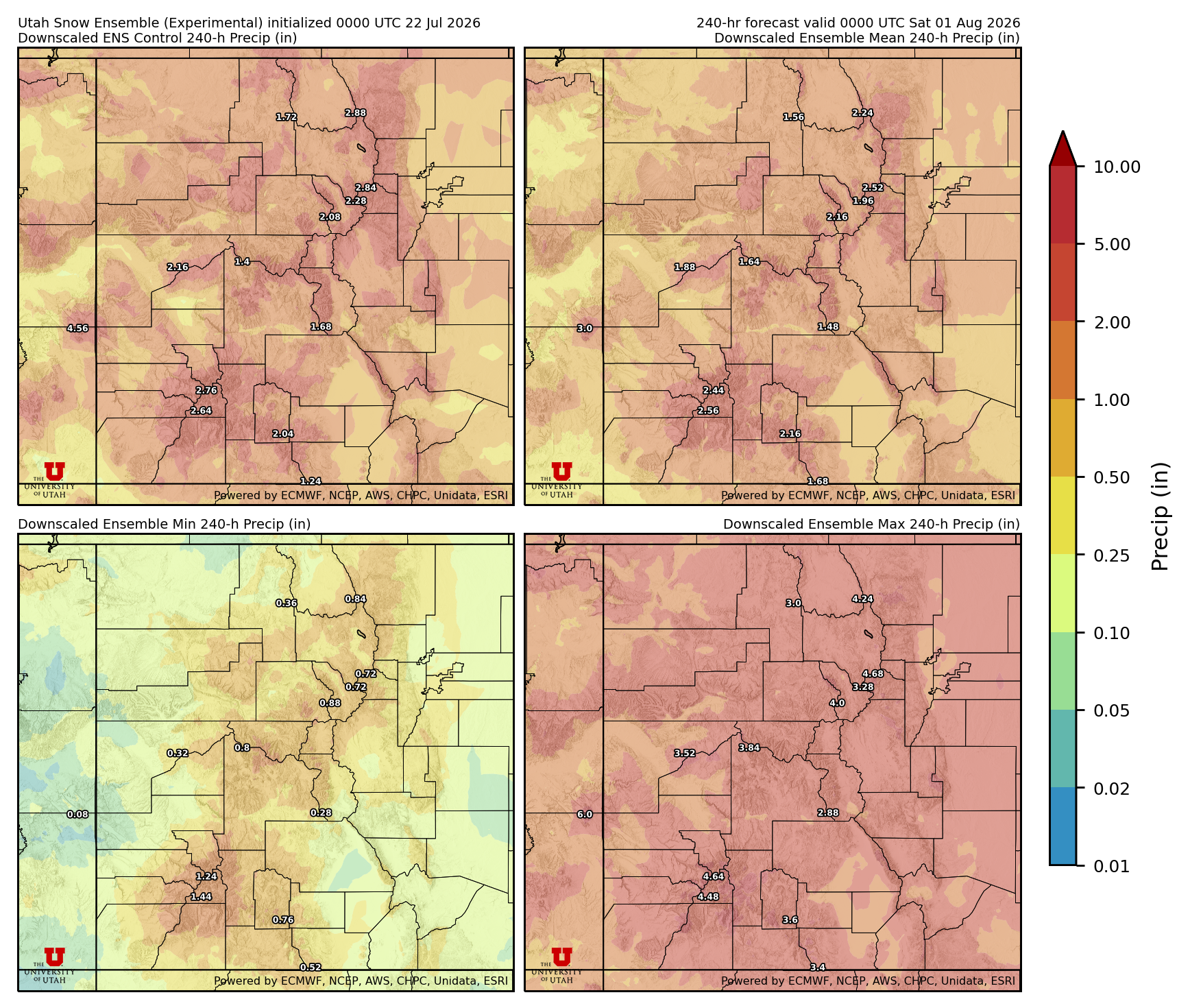 Latest NAEFS total precipitation forecast