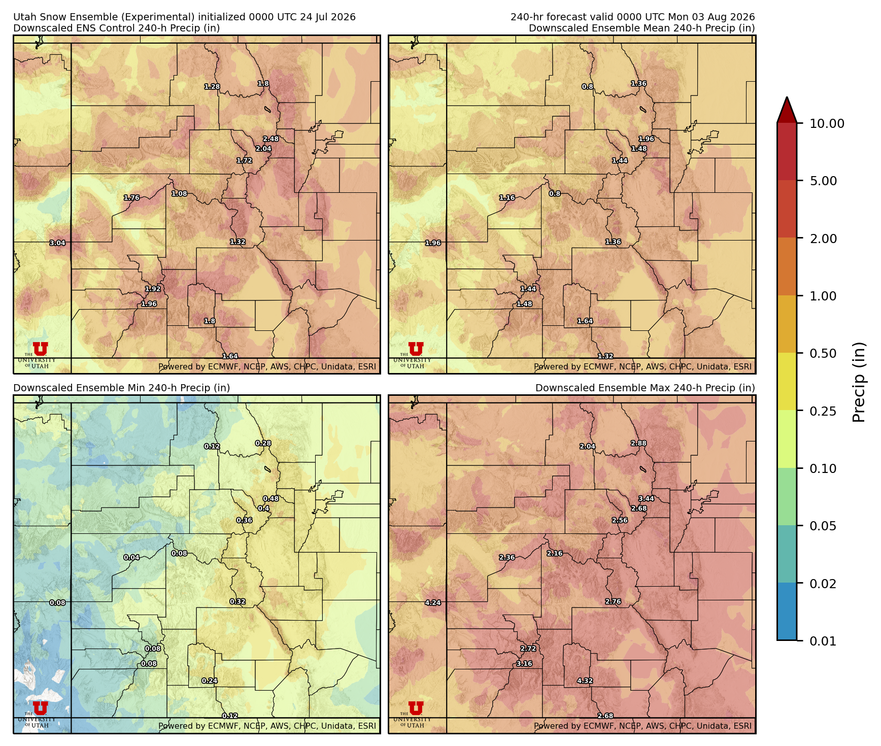 Latest NAEFS total precipitation forecast