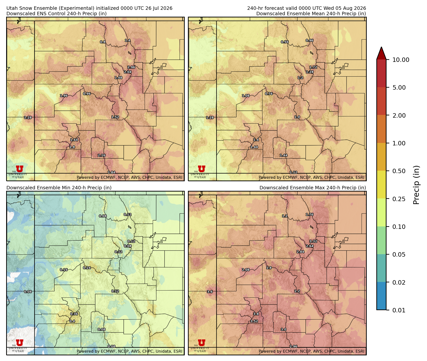 Latest NAEFS total precipitation forecast