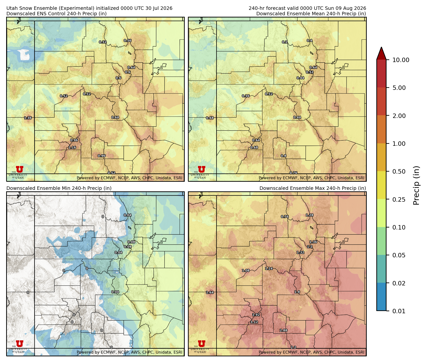Latest NAEFS total precipitation forecast