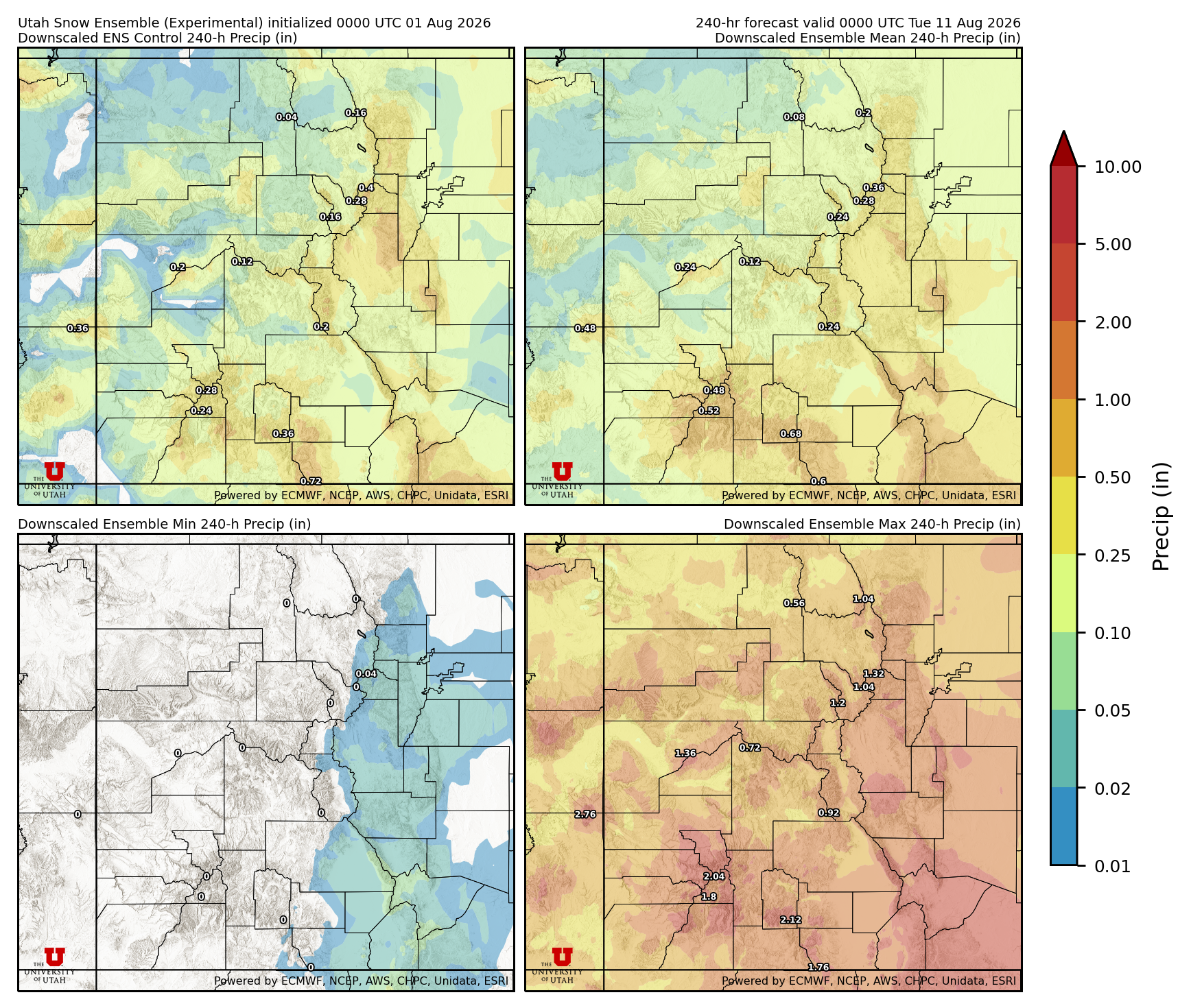 Latest NAEFS total precipitation forecast