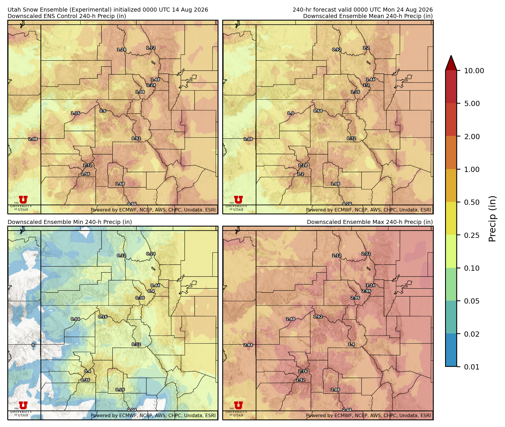 Latest NAEFS total precipitation forecast