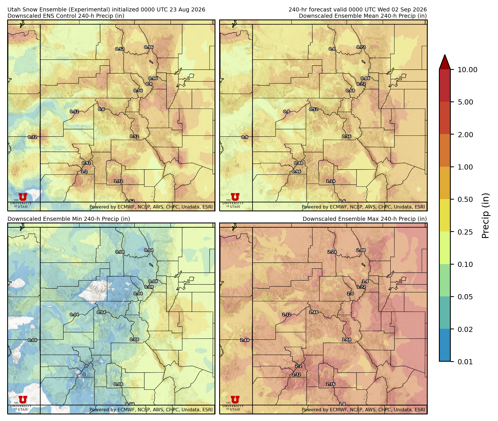 Latest NAEFS total precipitation forecast