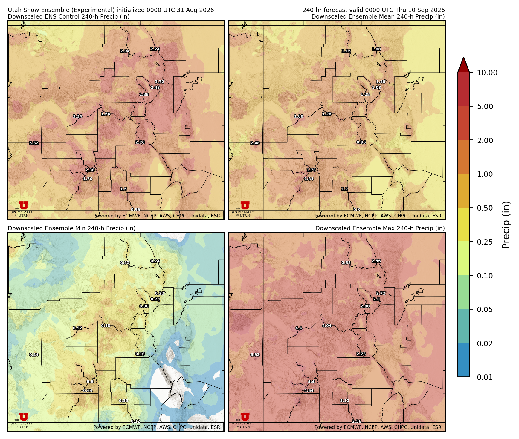 Latest NAEFS total precipitation forecast