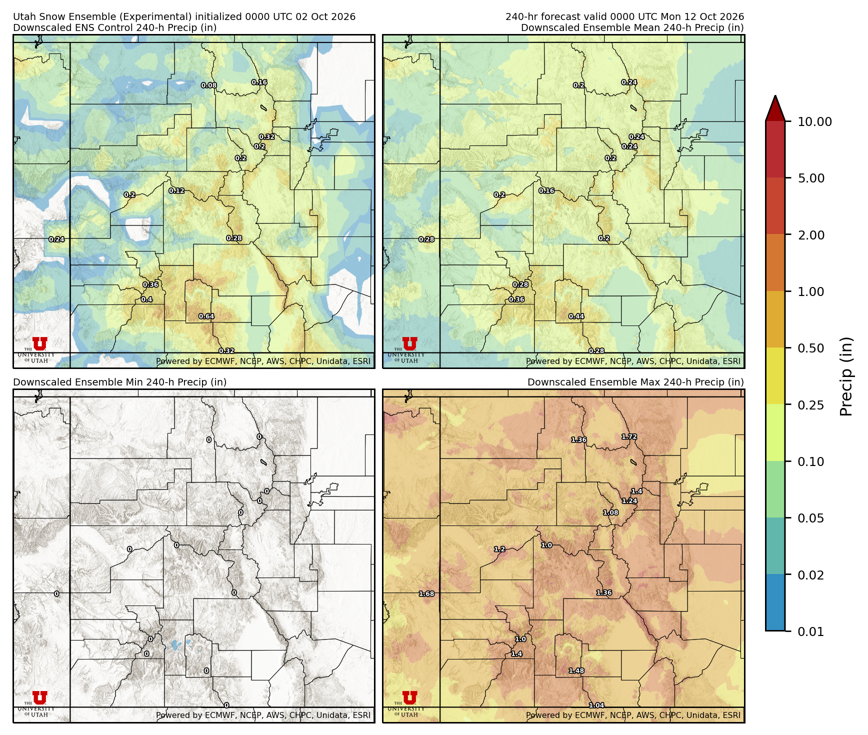 Latest NAEFS total precipitation forecast