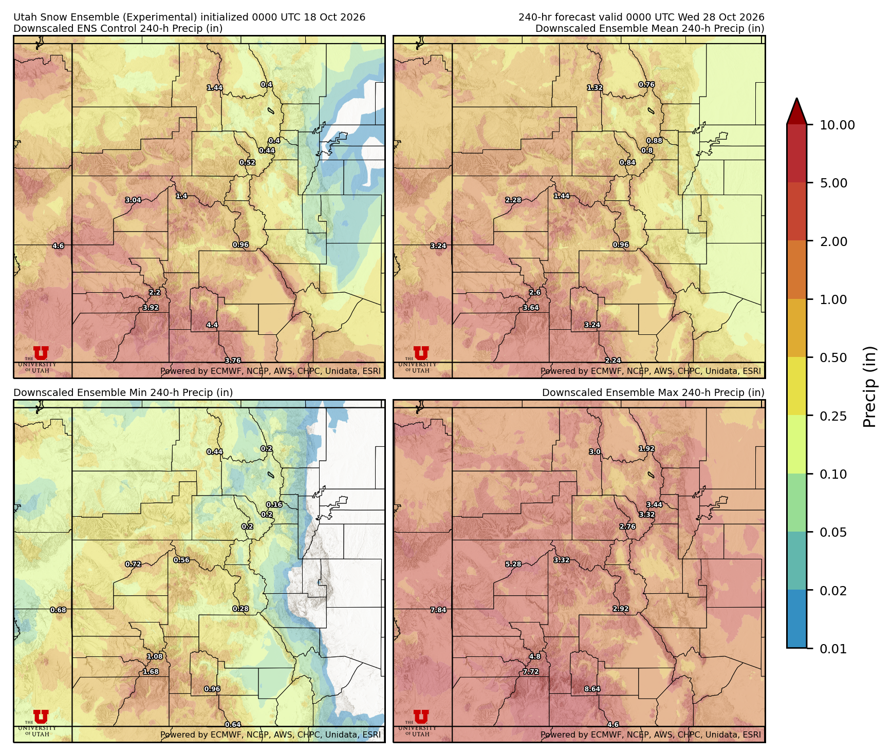 Latest NAEFS total precipitation forecast