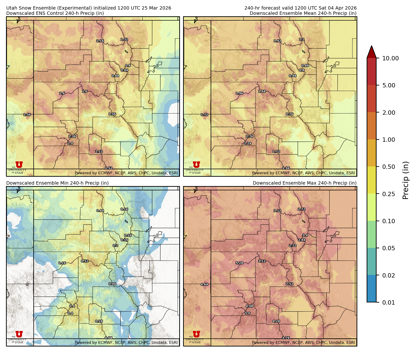 Latest NAEFS total precipitation forecast