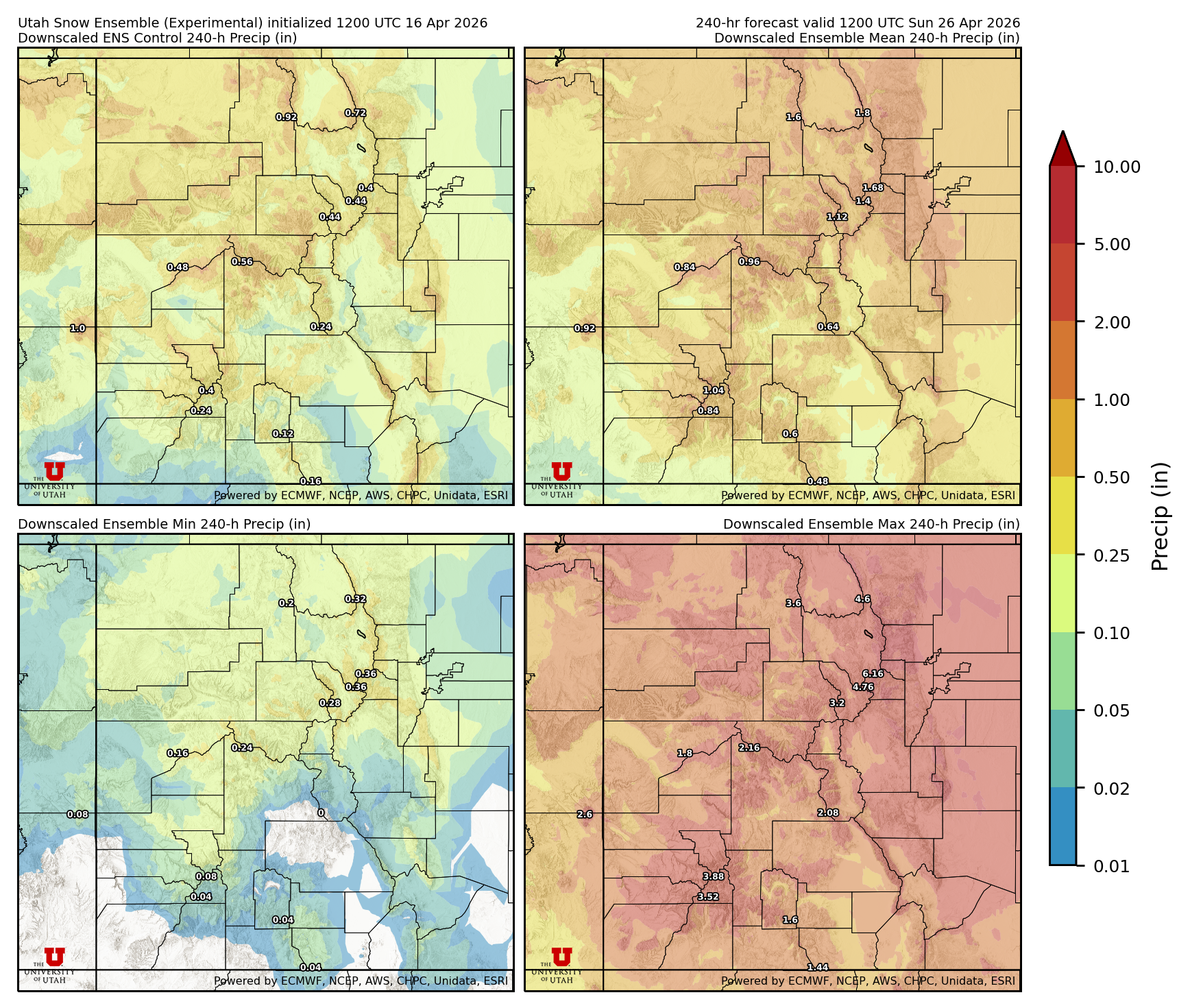 Latest NAEFS total precipitation forecast