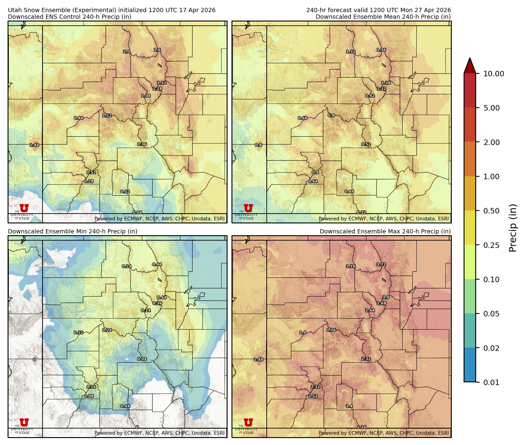 Latest NAEFS total precipitation forecast