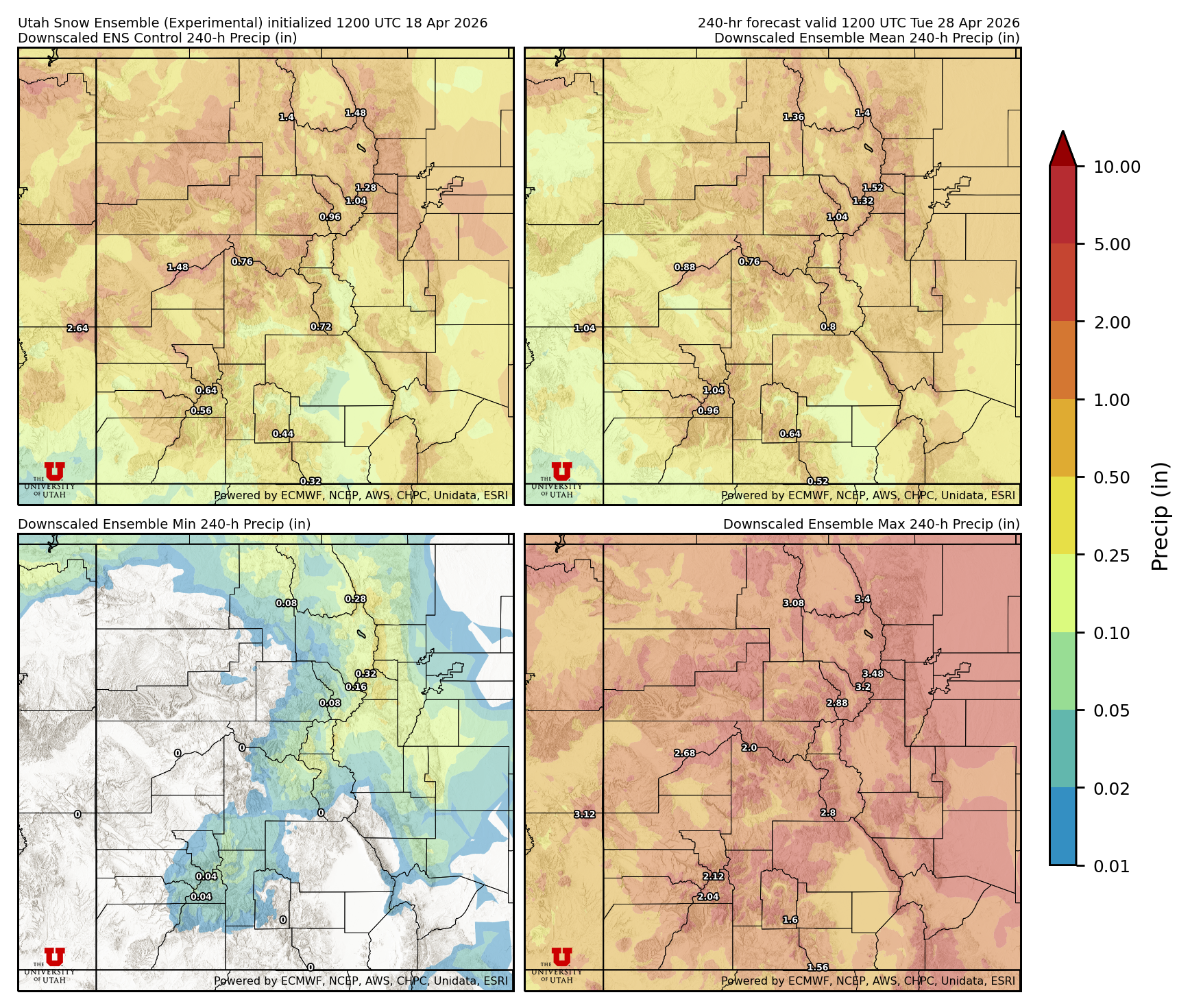 Latest NAEFS total precipitation forecast