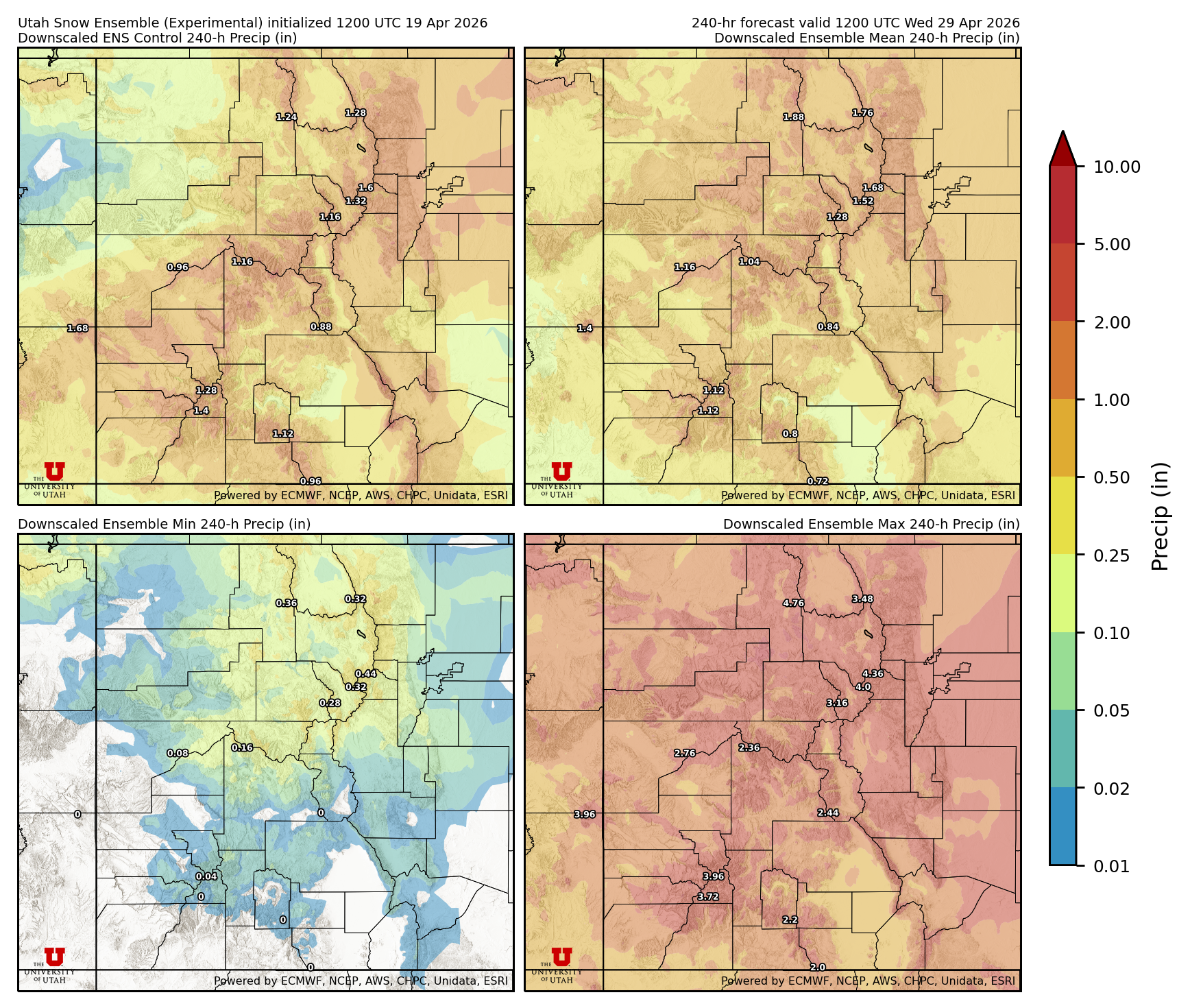 Latest NAEFS total precipitation forecast