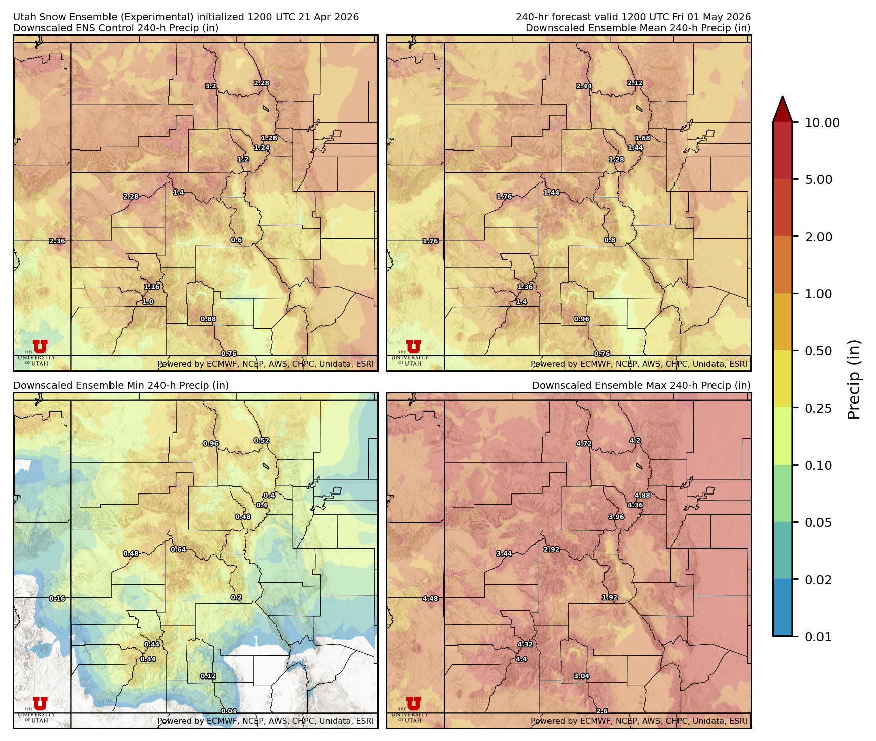 Latest NAEFS total precipitation forecast
