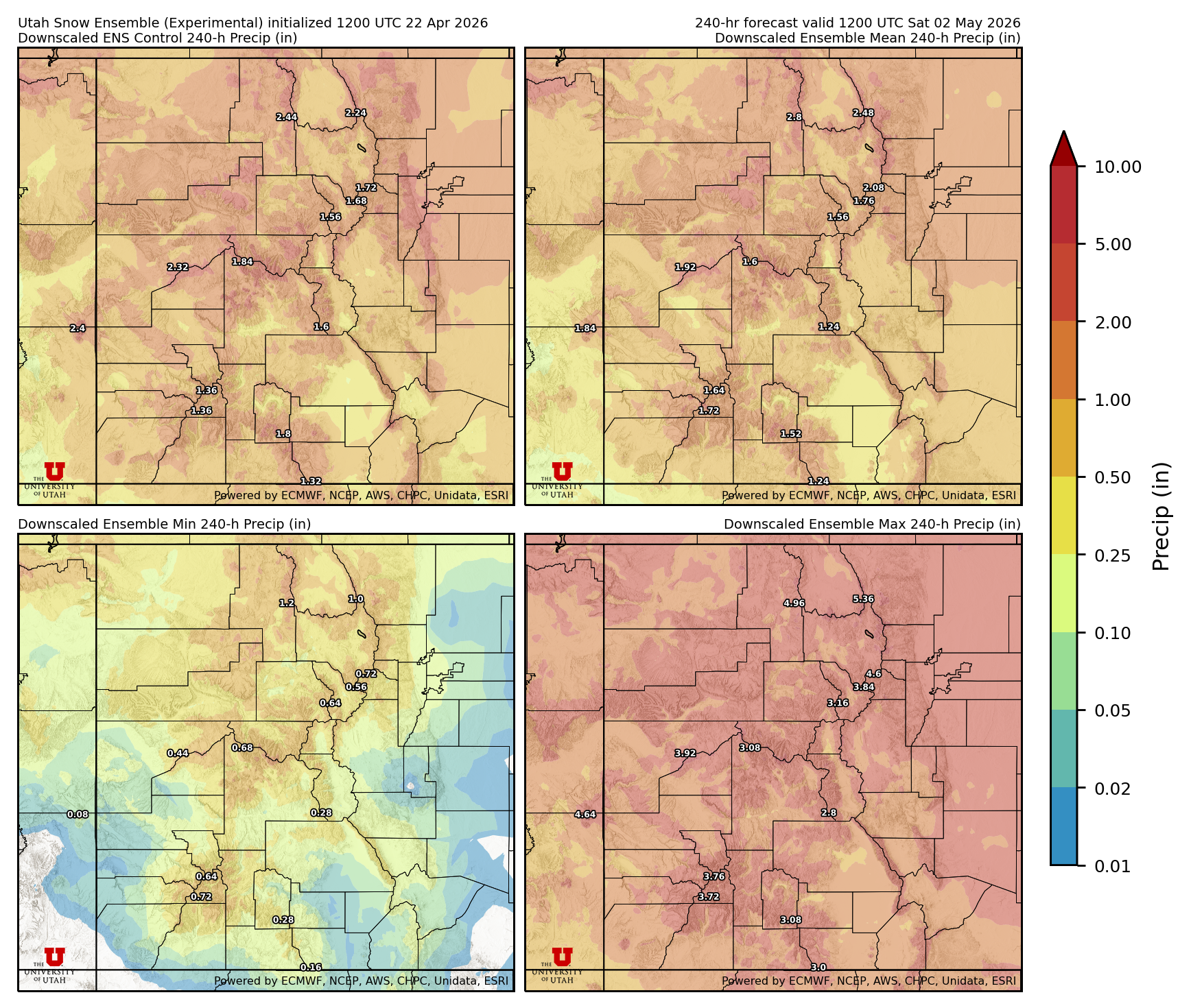 Latest NAEFS total precipitation forecast