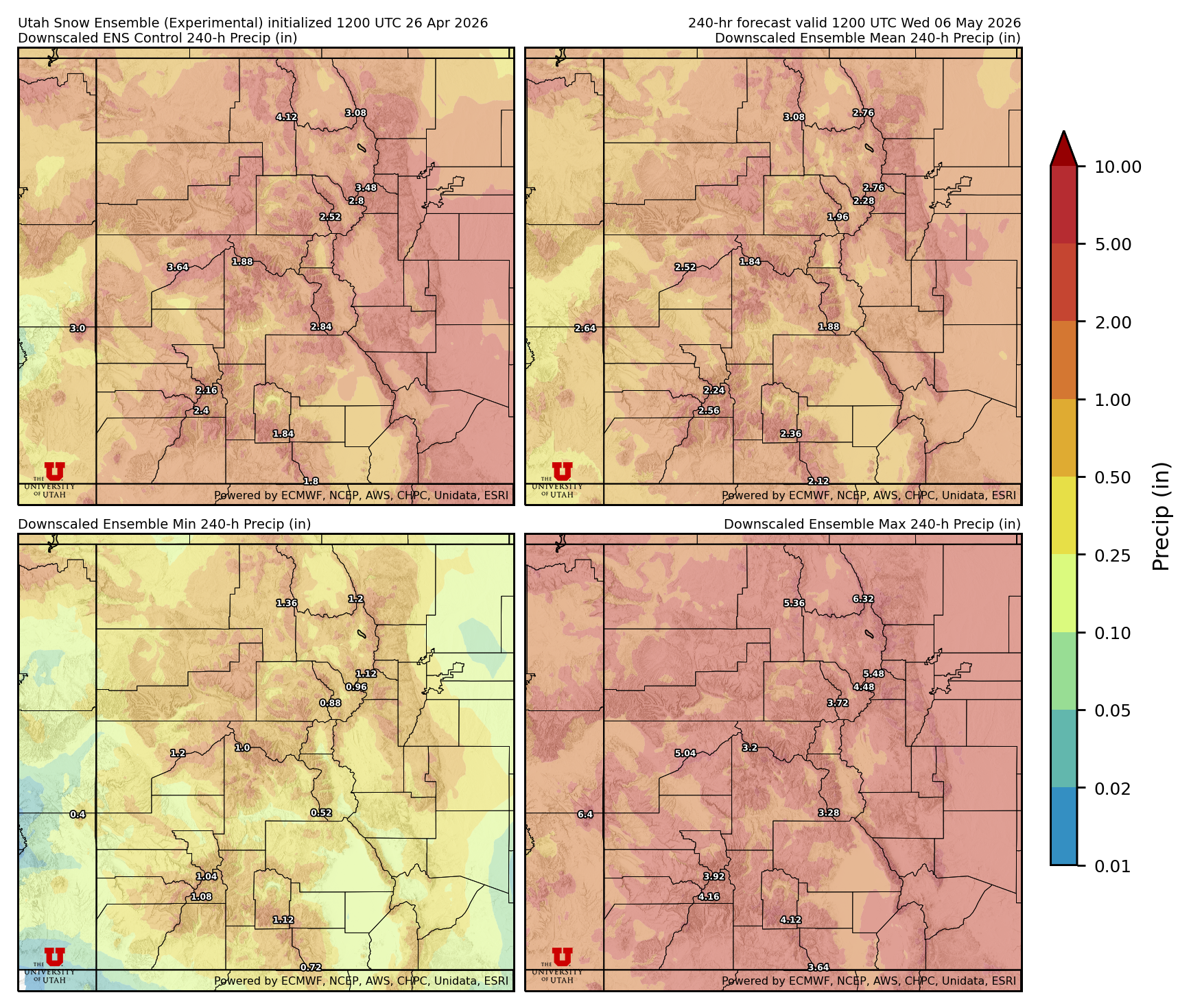 Latest NAEFS total precipitation forecast