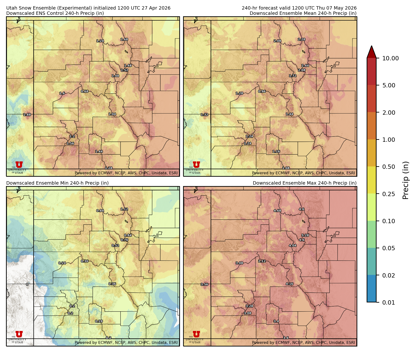 Latest NAEFS total precipitation forecast