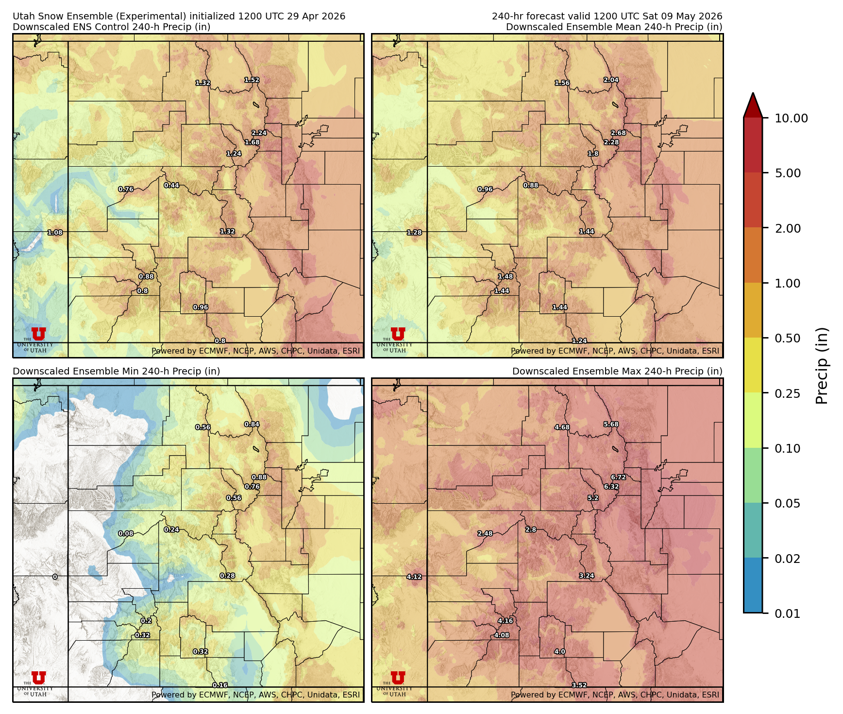 Latest NAEFS total precipitation forecast