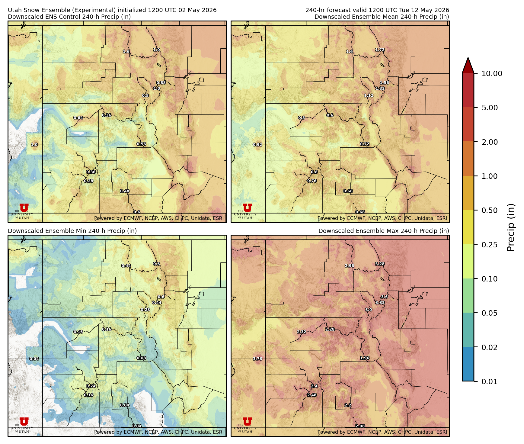 Latest NAEFS total precipitation forecast