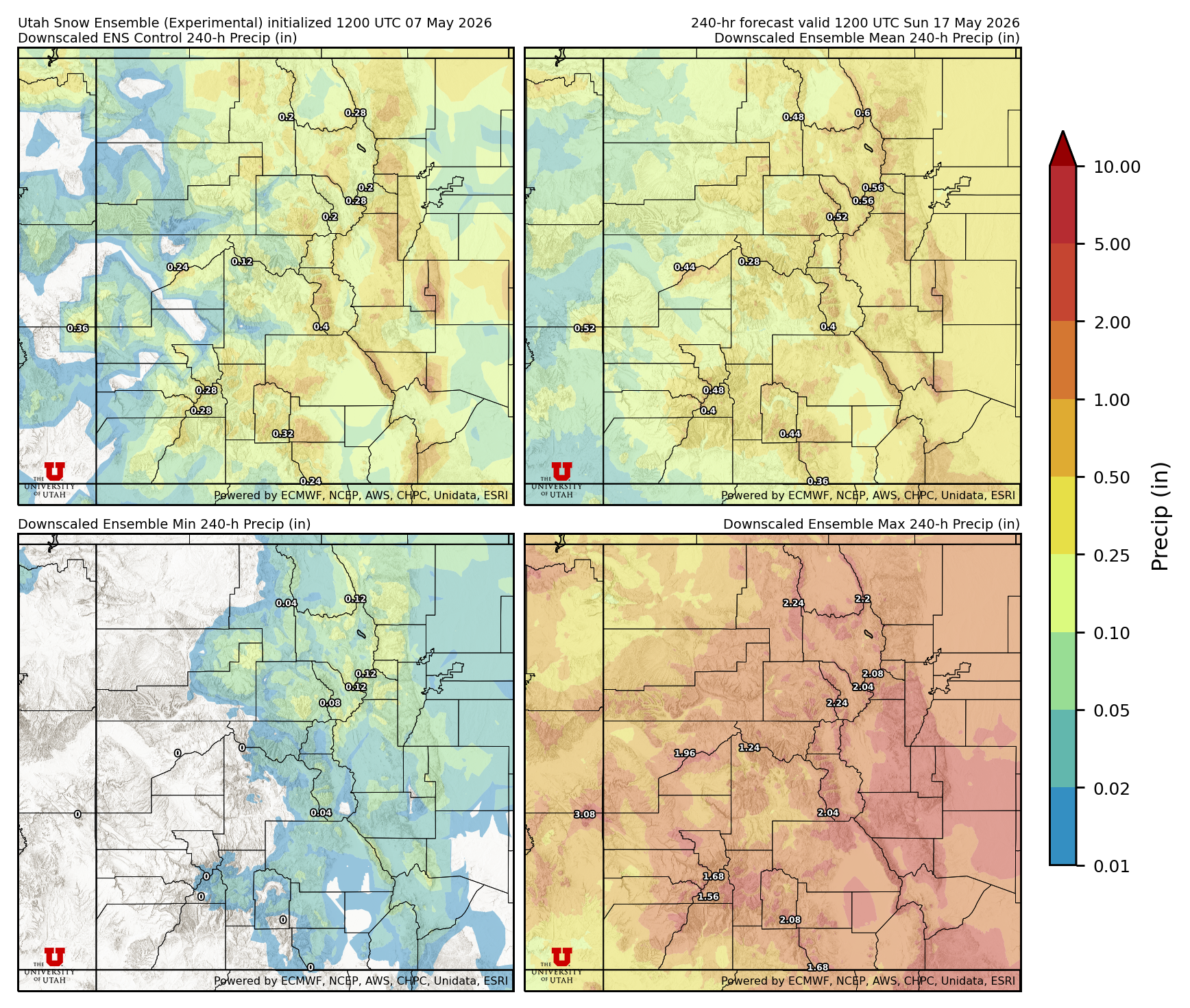 Latest NAEFS total precipitation forecast
