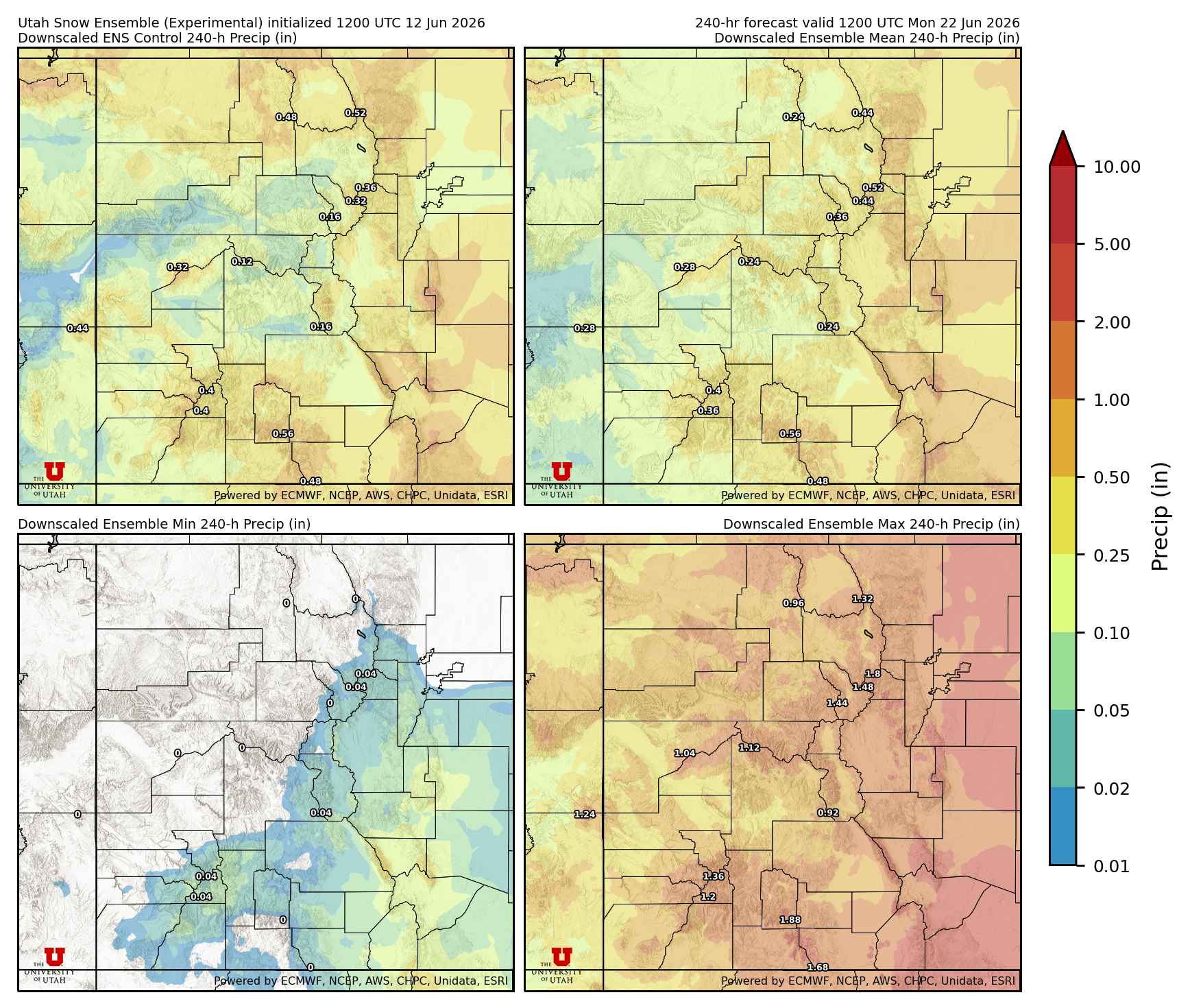 Latest NAEFS total precipitation forecast