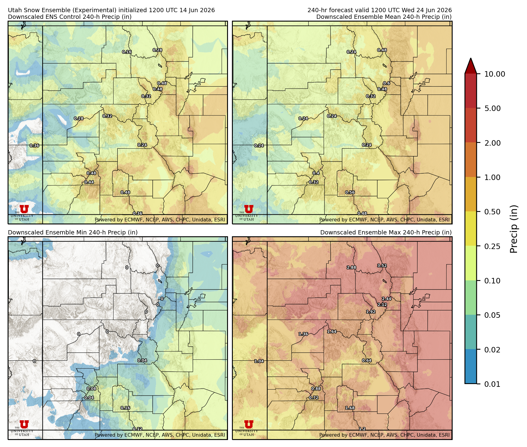 Latest NAEFS total precipitation forecast