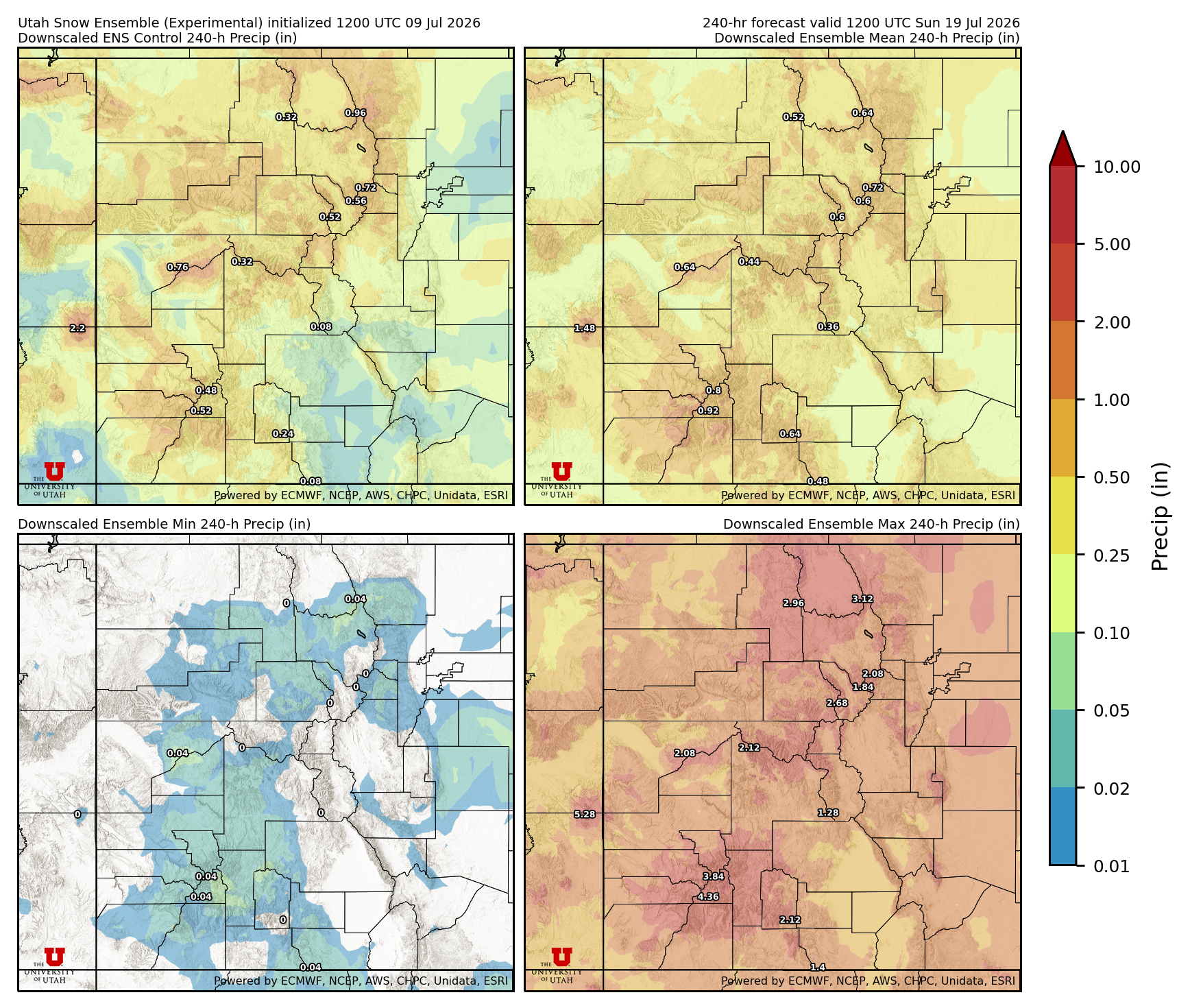 Latest NAEFS total precipitation forecast