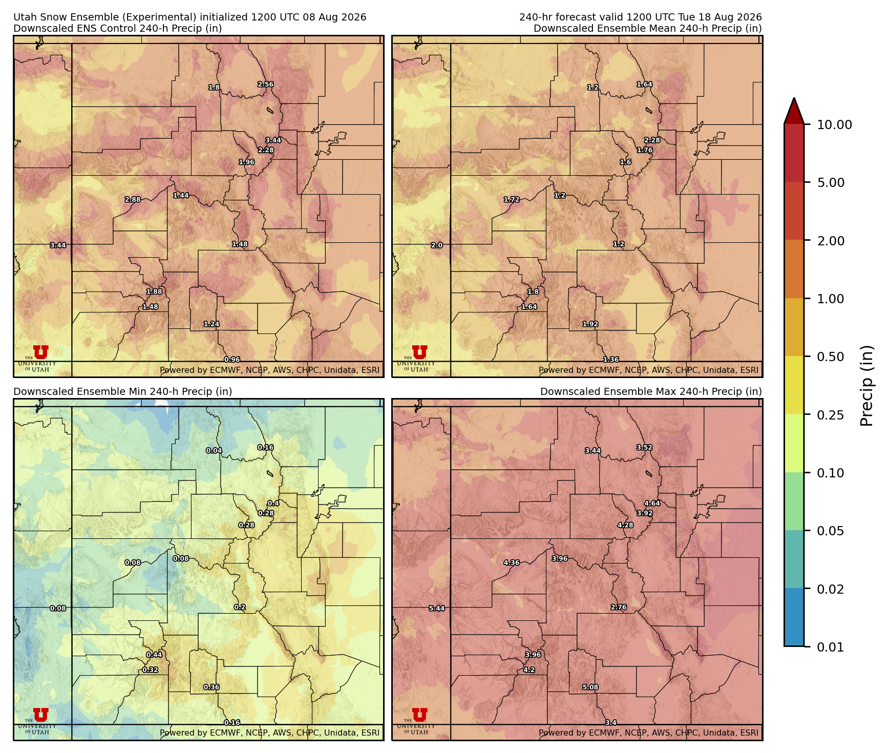 Latest NAEFS total precipitation forecast
