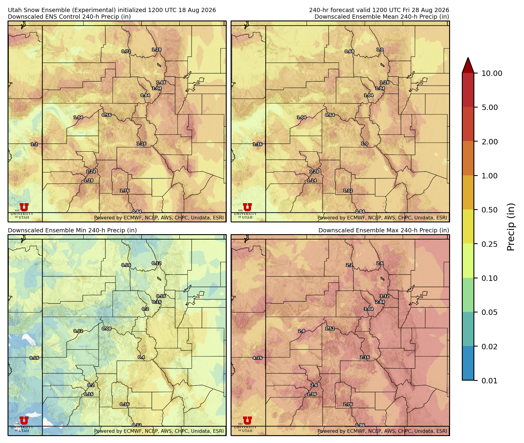 Latest NAEFS total precipitation forecast