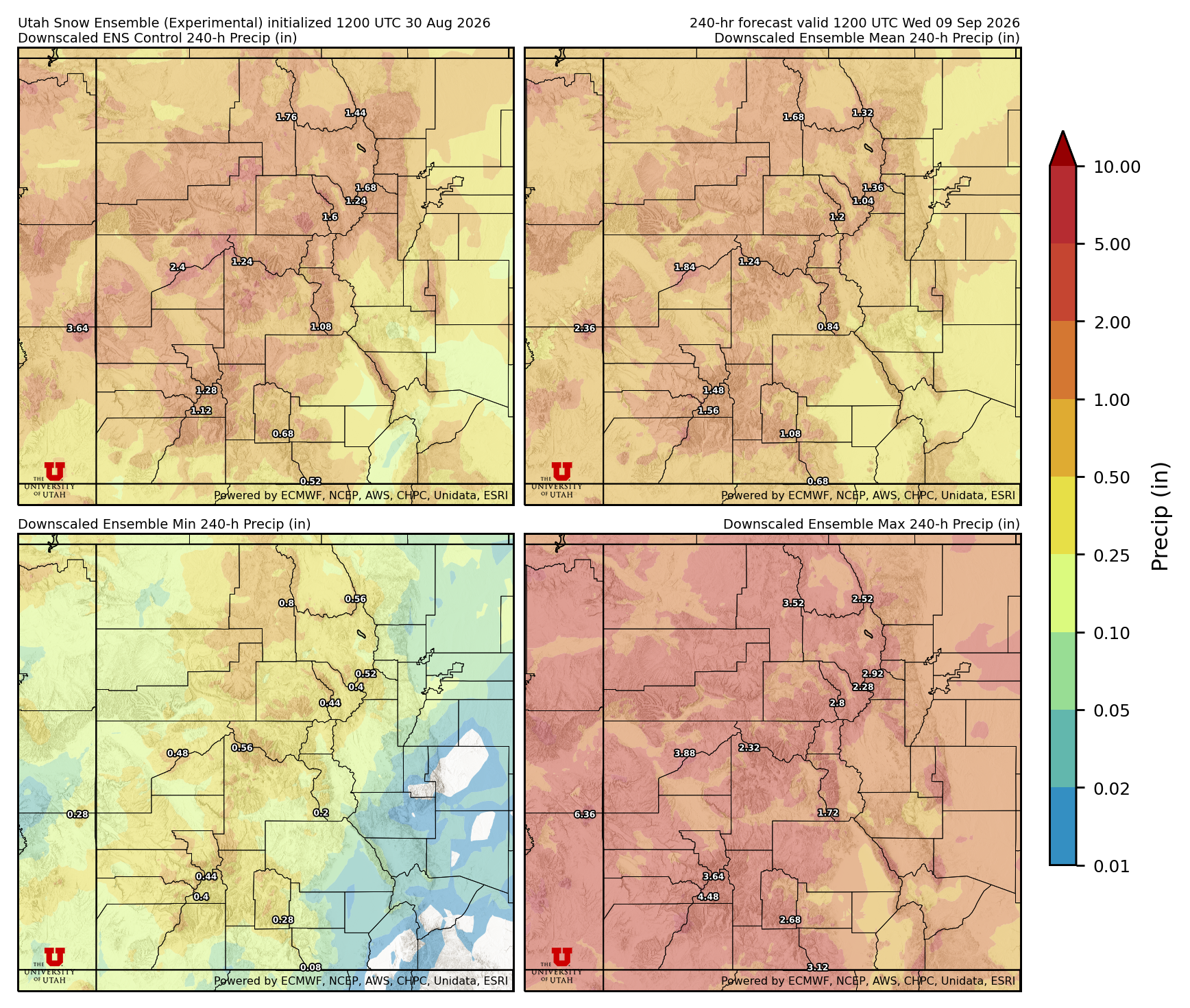 Latest NAEFS total precipitation forecast