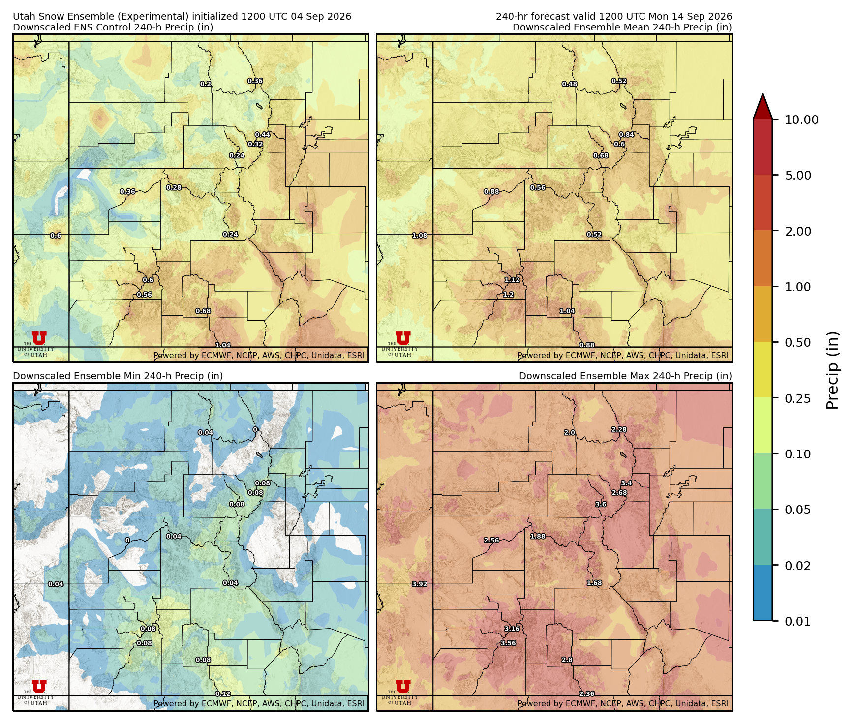 Latest NAEFS total precipitation forecast