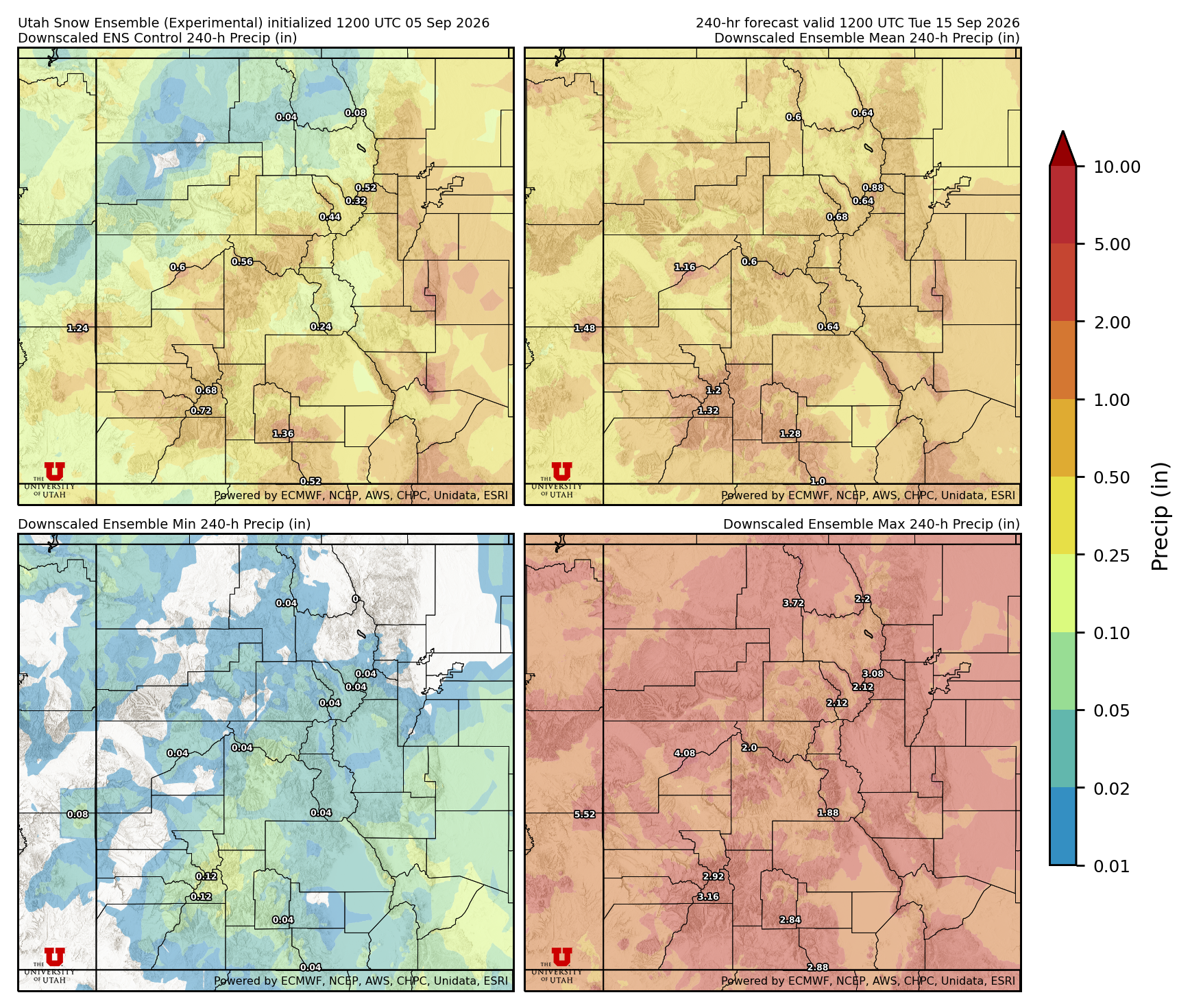 Latest NAEFS total precipitation forecast