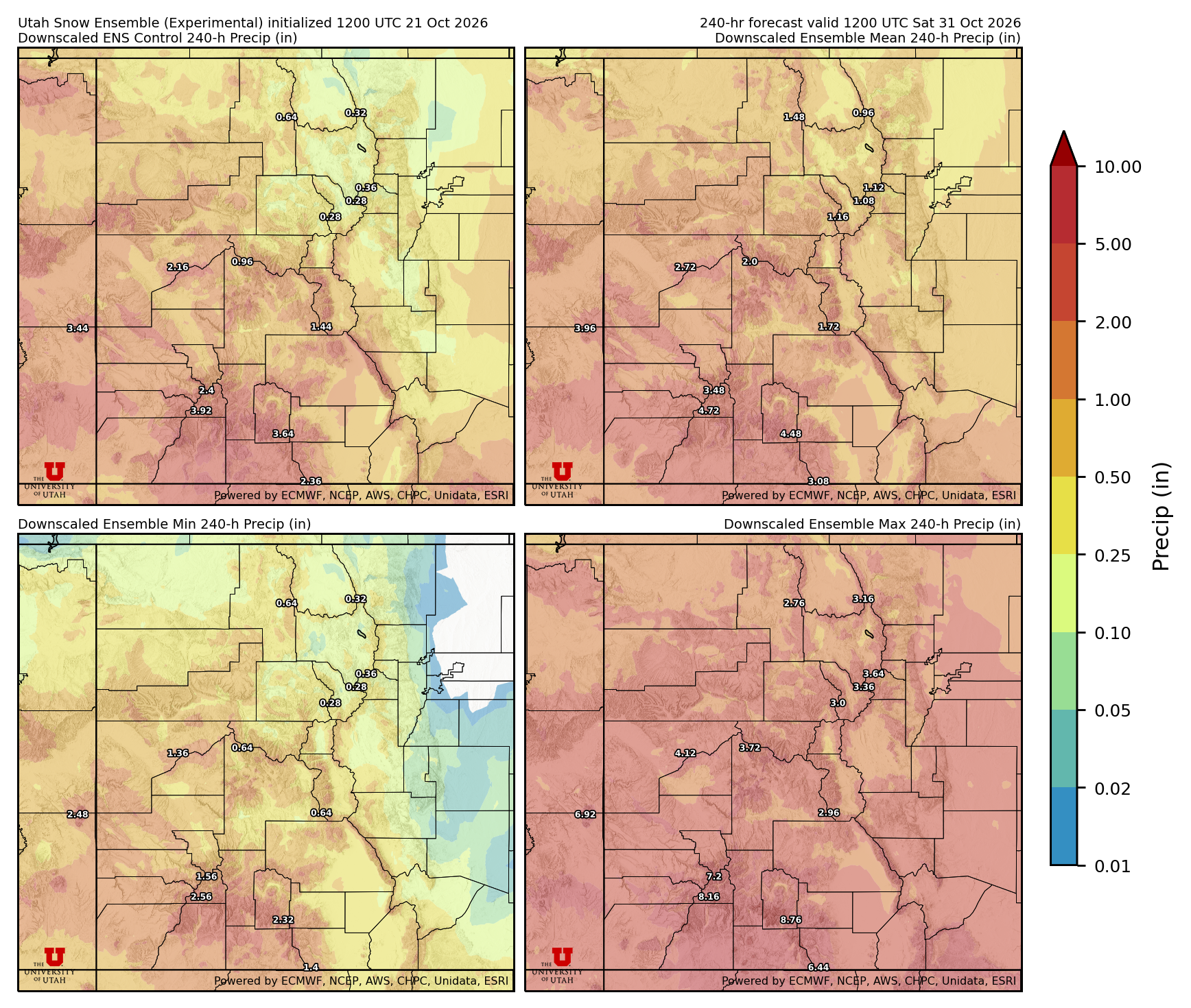 Latest NAEFS total precipitation forecast