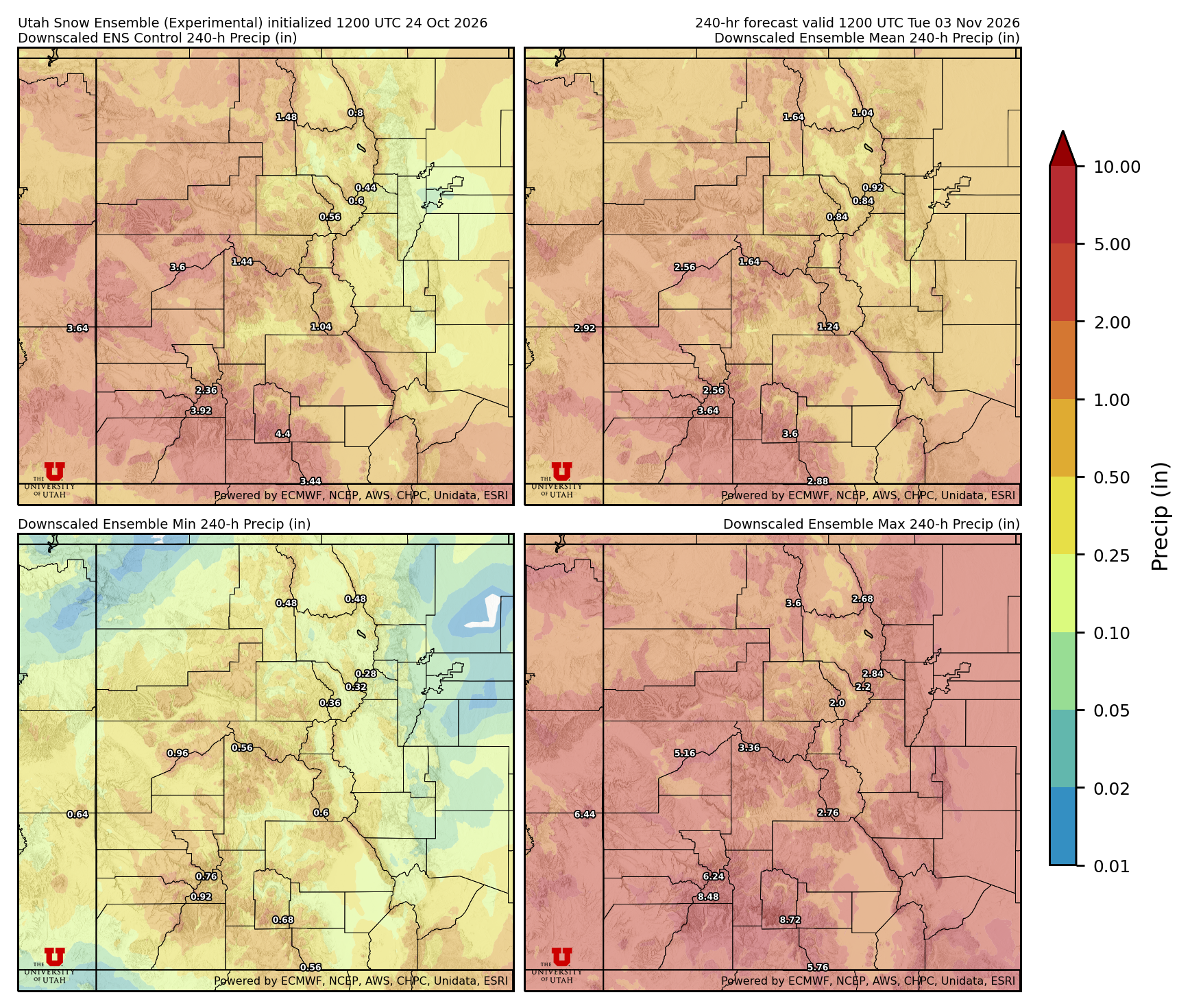 Latest NAEFS total precipitation forecast