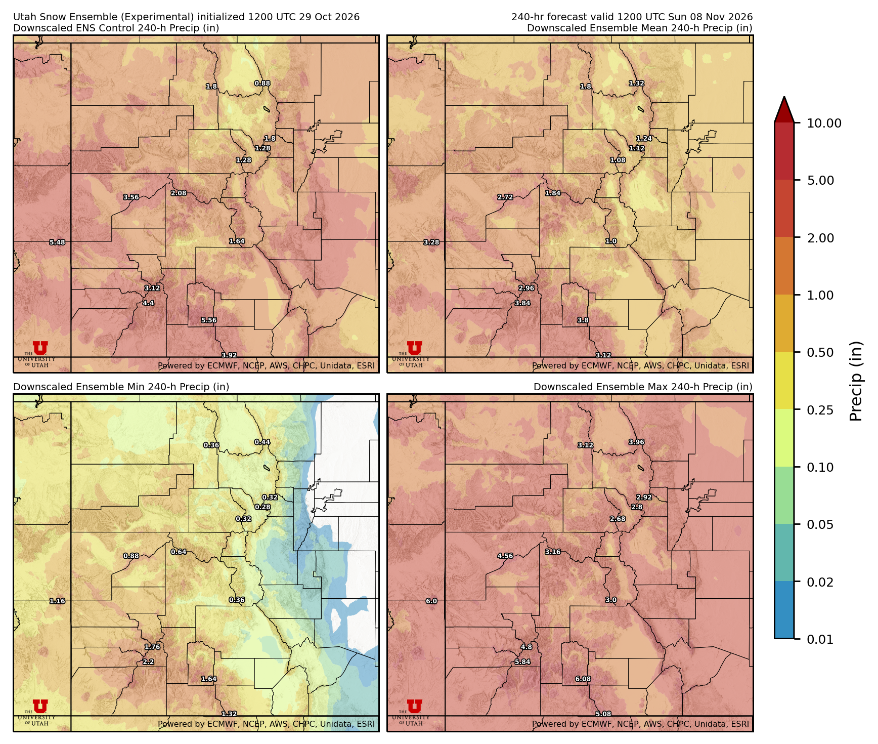 Latest NAEFS total precipitation forecast