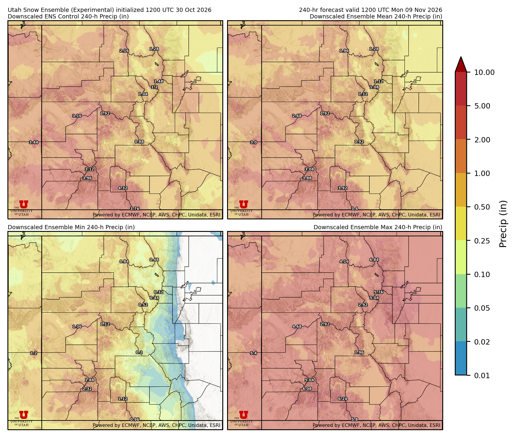 Latest NAEFS total precipitation forecast