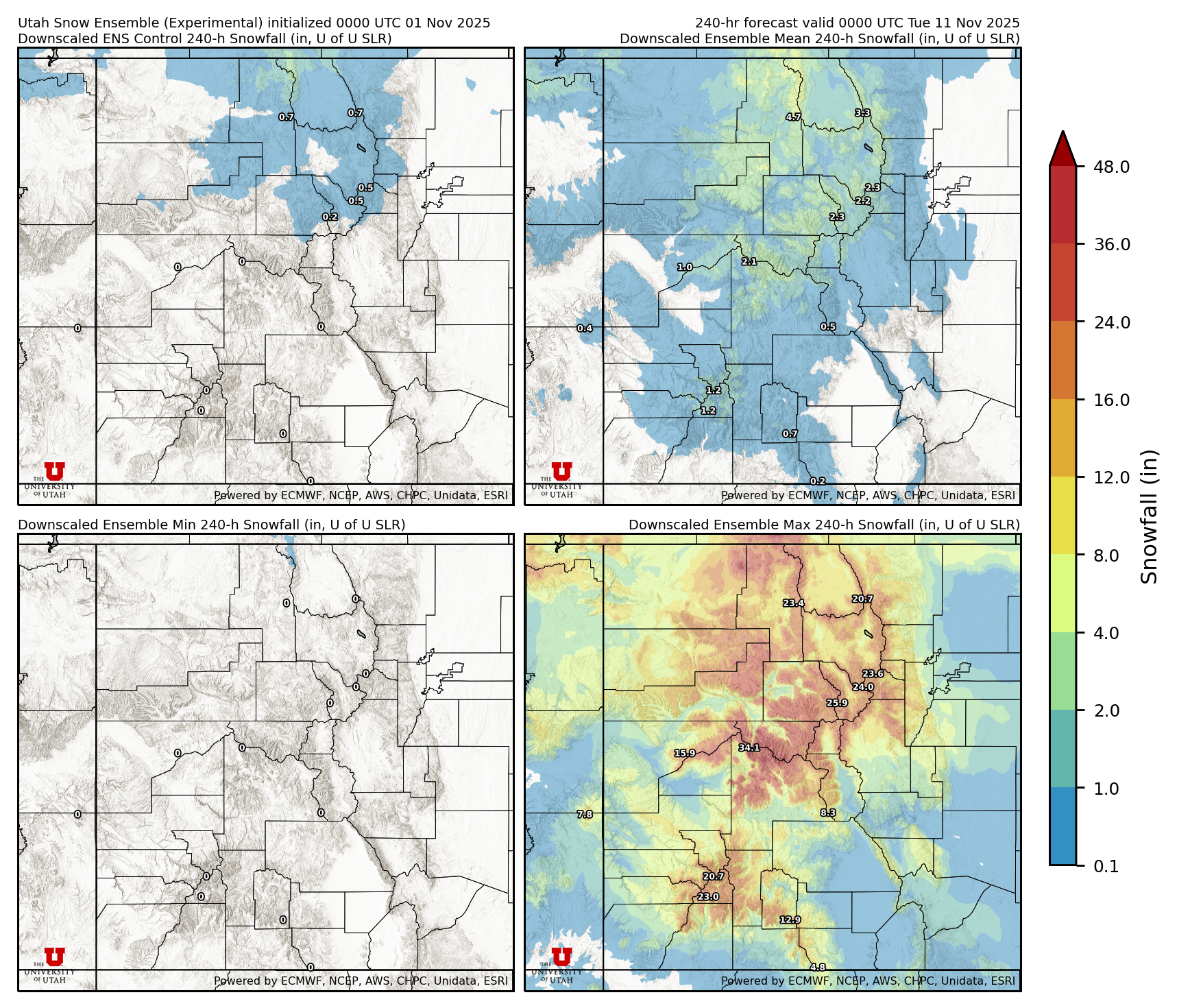 Latest NAEFS total precipitation forecast