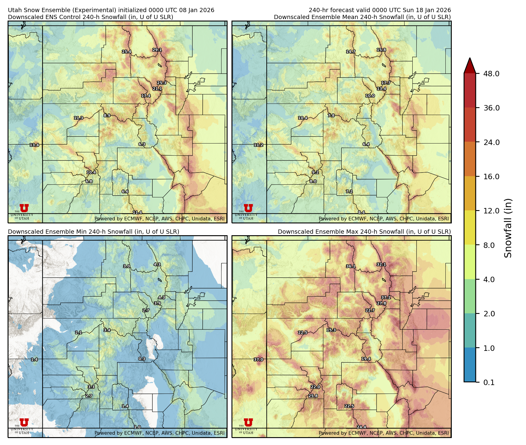 Latest NAEFS total precipitation forecast