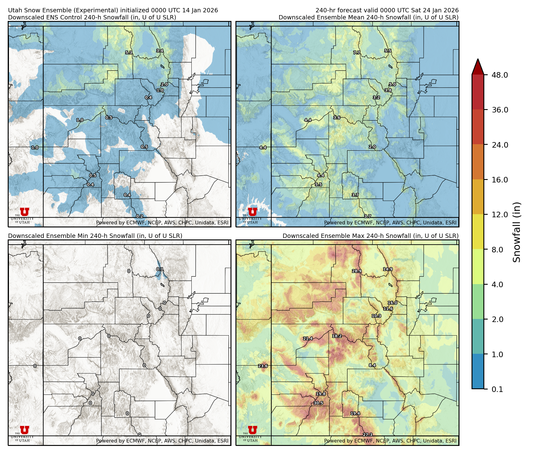 Latest NAEFS total precipitation forecast
