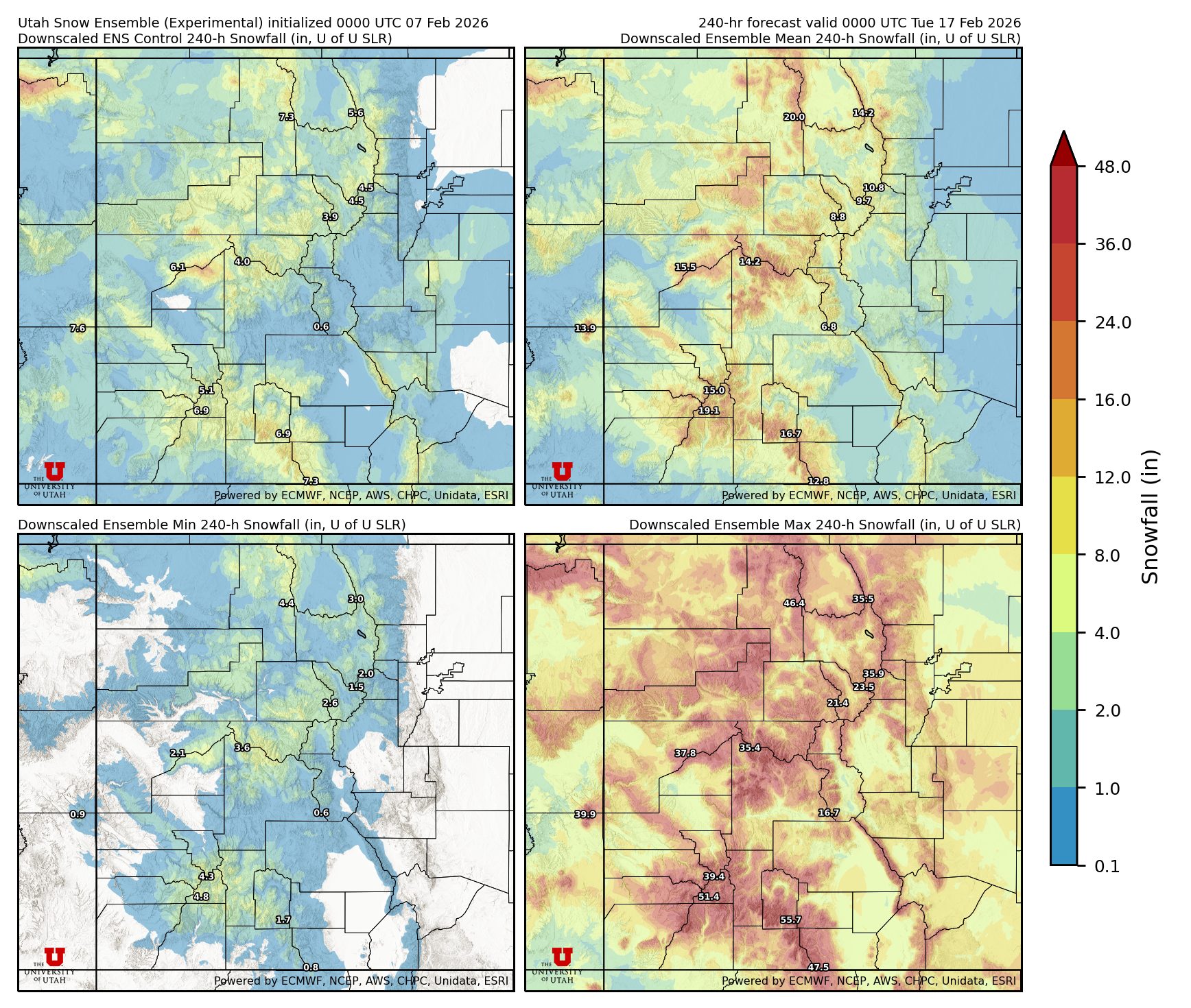Latest NAEFS total precipitation forecast