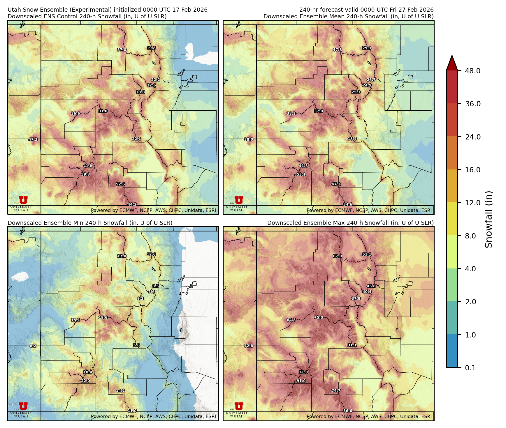 Latest NAEFS total precipitation forecast