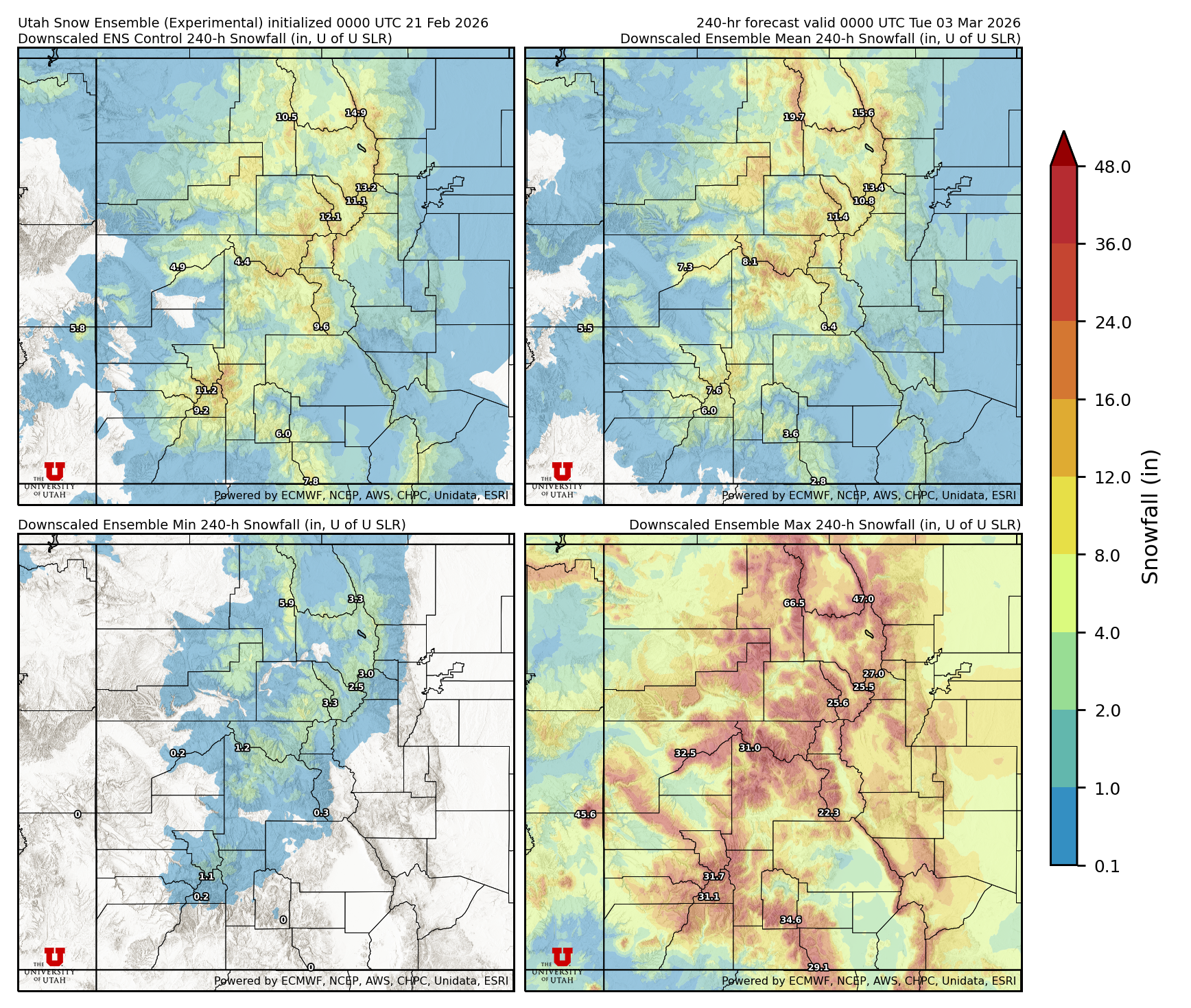 Latest NAEFS total precipitation forecast